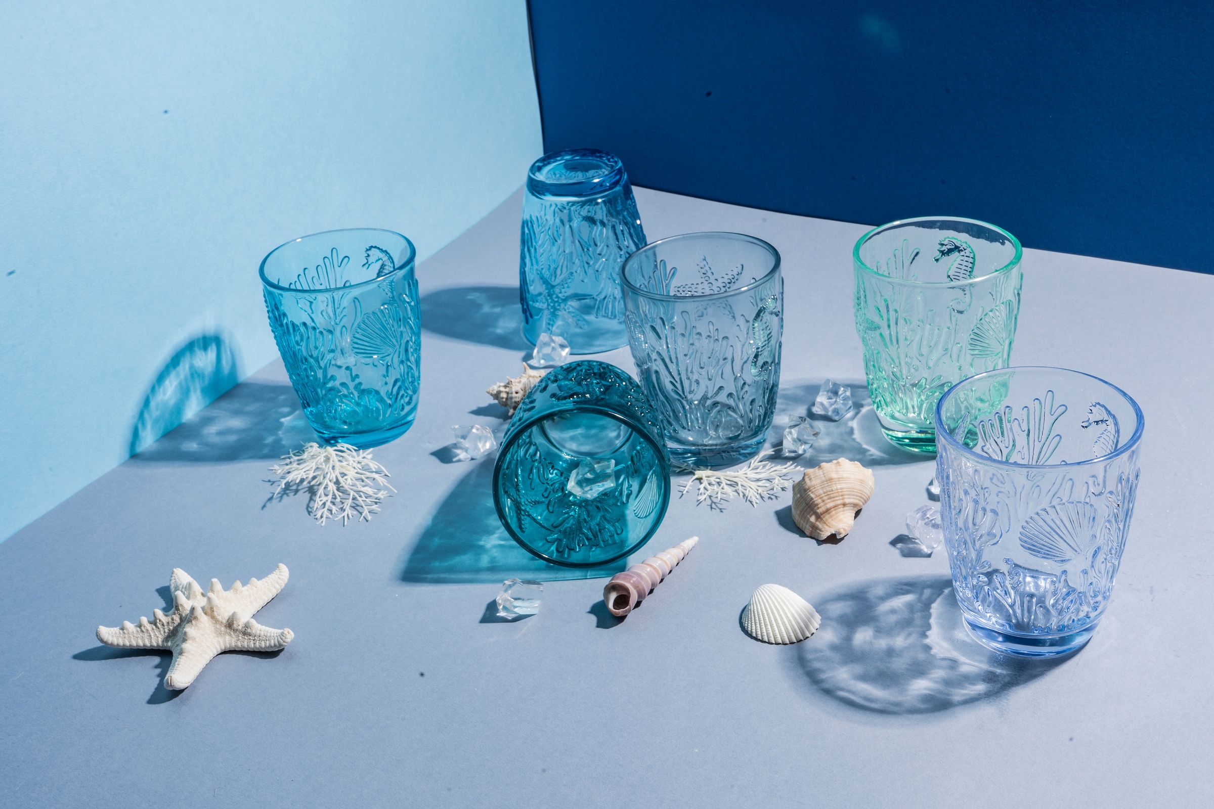 Villa d'Este Gläser-Set »Pantelleria Ocean, Set 6-teilig«, (Set, 6 tlg.), Wassergläser-Set, 6-teilig, Inhalt 230 ml