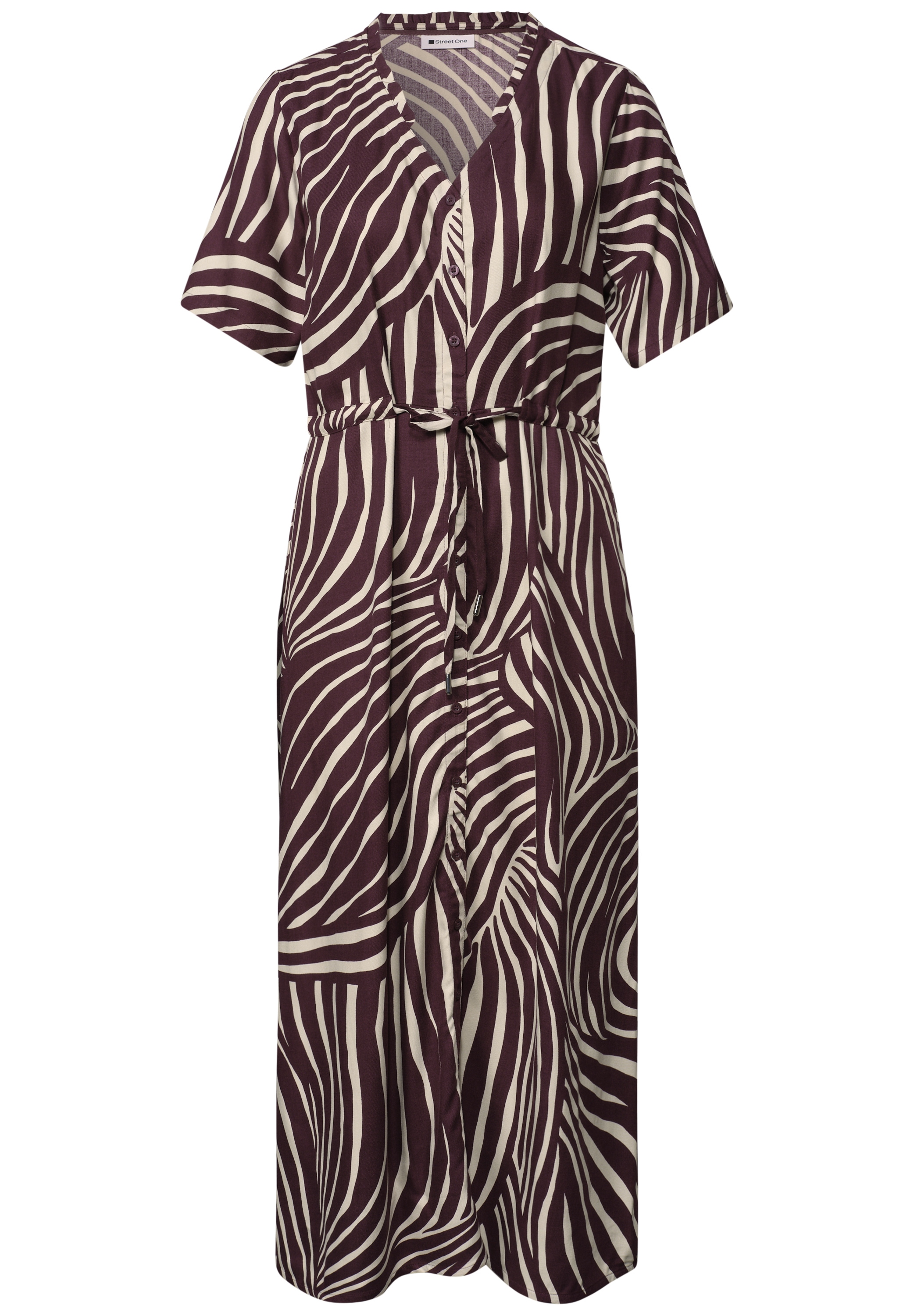 STREET ONE Druckkleid Ohne Taschen Sommerkleid mit V-Neck und Allover-Print