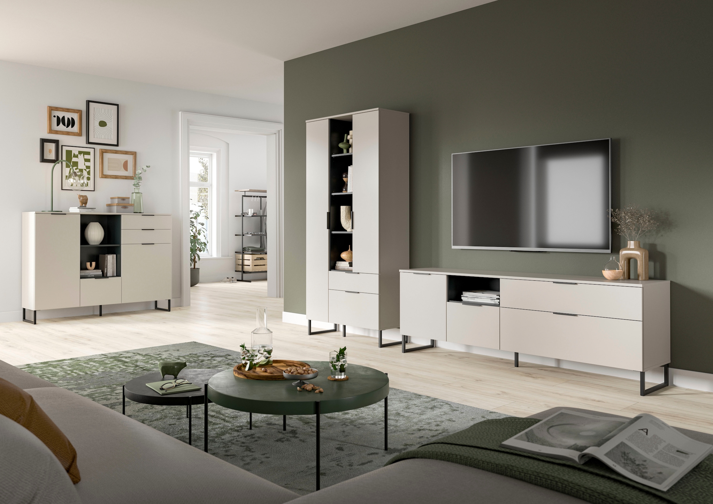 INOSIGN Mehrzweckschrank »Adio, Stauraumtype, 90 cm Breite«, (1 St.), Adio, Stauraumtype, Kashmir NB, 4 offene Fächer, 2 Türen, 1 Klappe