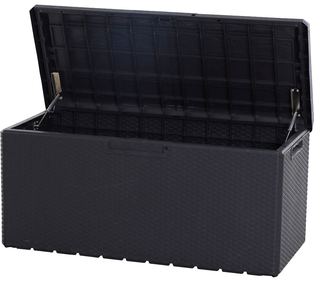 Siena Garden Kissenbox »Portonovo«, 350 L, Rattan/Holzoptik, Kunststoff, anthrazit, inkl. Sitzkissen