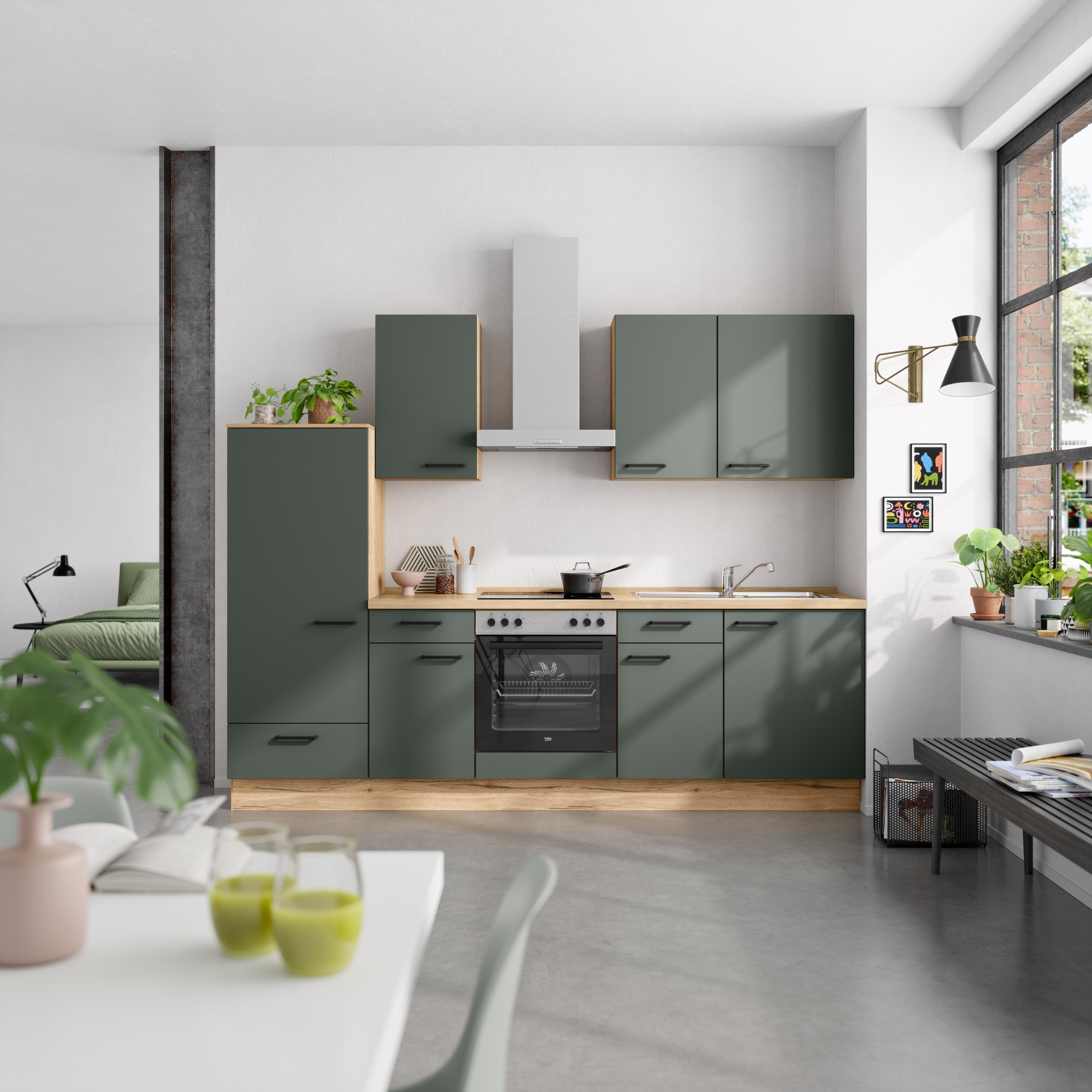 nobilia® Küchenzeile »"Easytouch I", NEU: individuell anpassbar mit gratis Profi-Beratung« vormontiert, Breite 270 cm, Ausrichtung wählbar, wahlw. mit E-Geräten