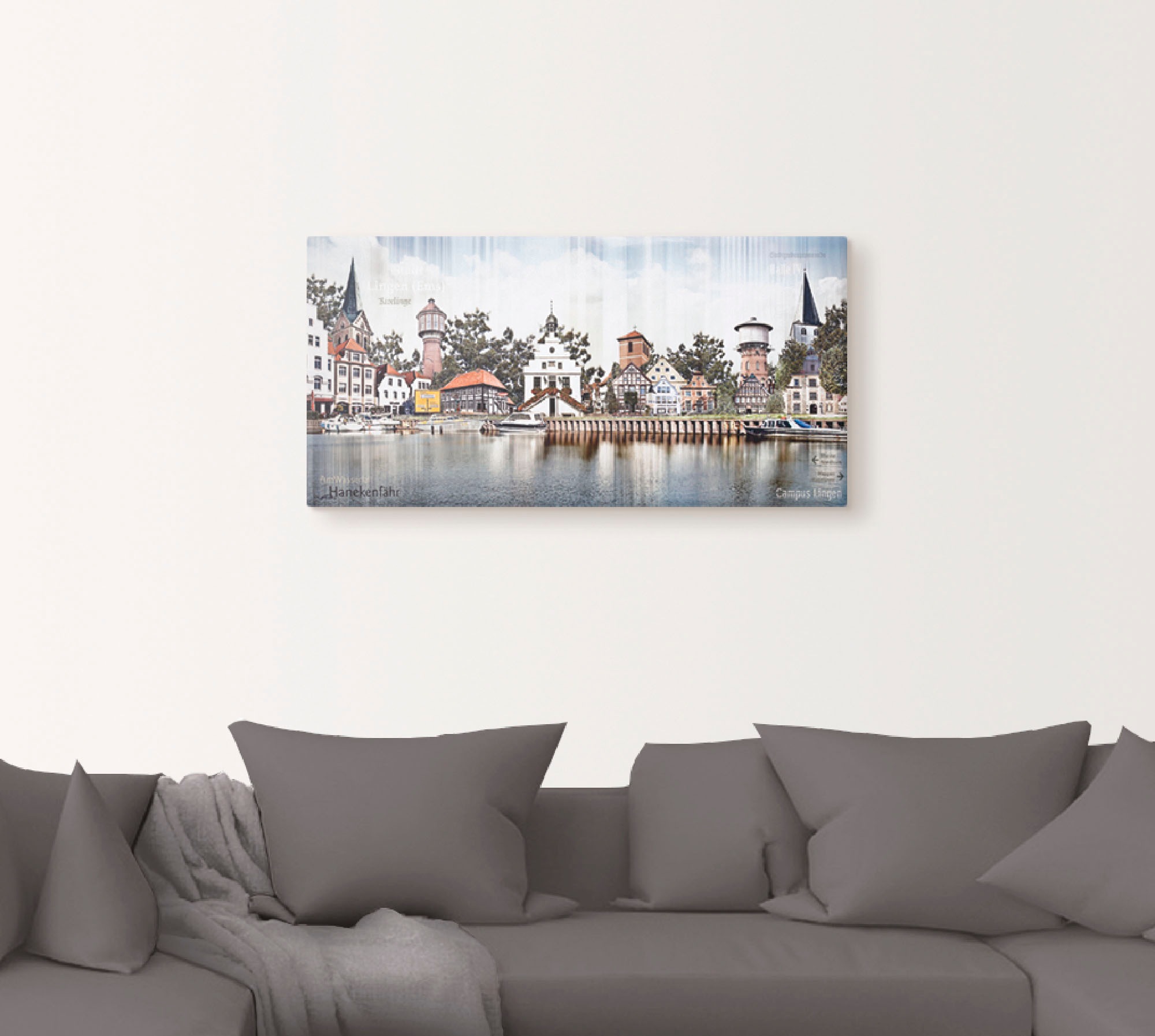 Artland Leinwandbild »Lingen Ems Skyline Collage« Deutschland 1 Stk. tlg. auf Holzrahmen gespannt