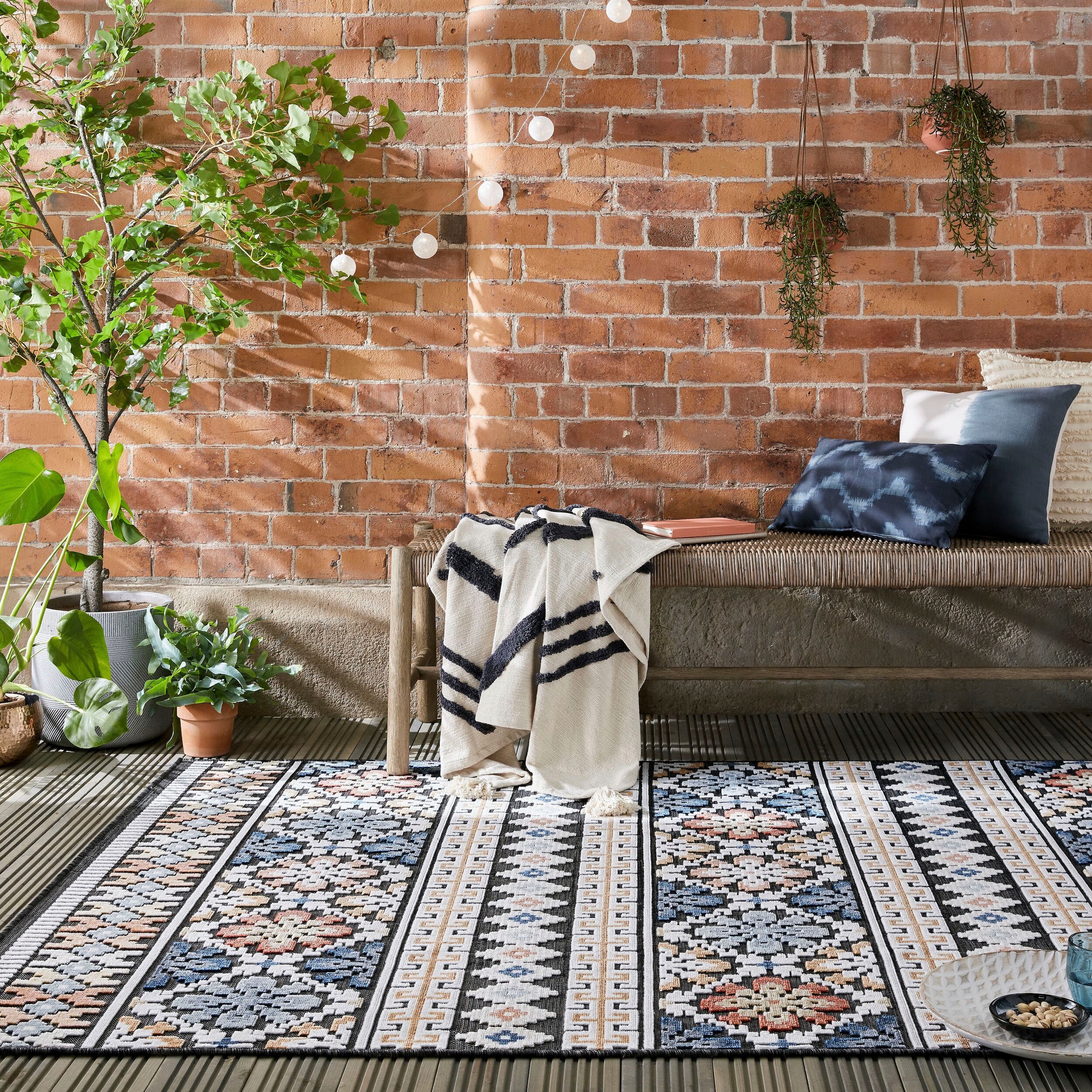 FLAIR RUGS Teppich »Aster«, rechteckig, 2 mm Höhe, Outdoor geeignet, Hoch-Tief Effekt