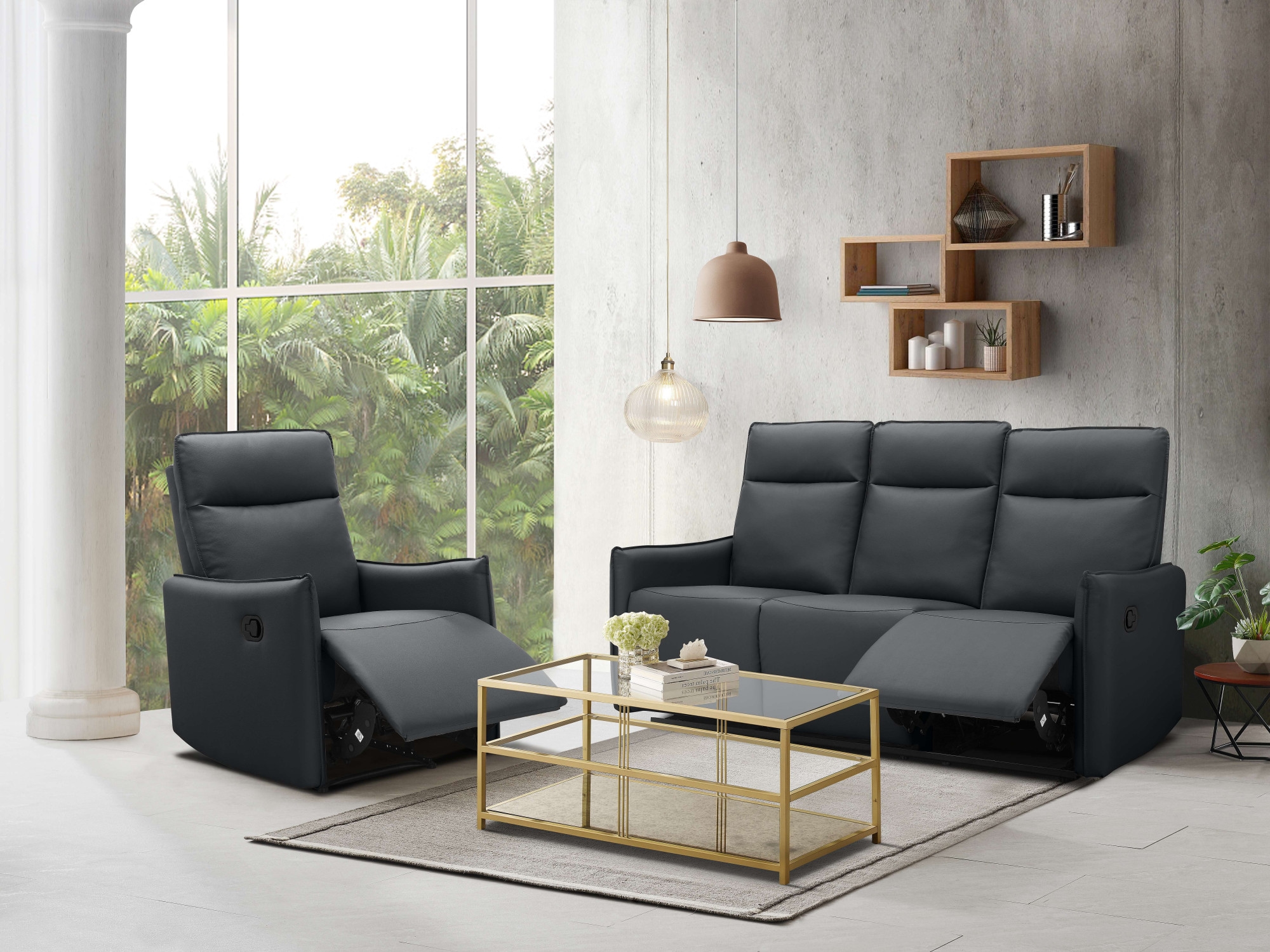 Dorel Home 3-Sitzer »Lugo, Kinosofa mit Reclinerfunktion in Kunstleder und Webstoff«, mit manueller Relaxfunktion in 2 Sitzen
