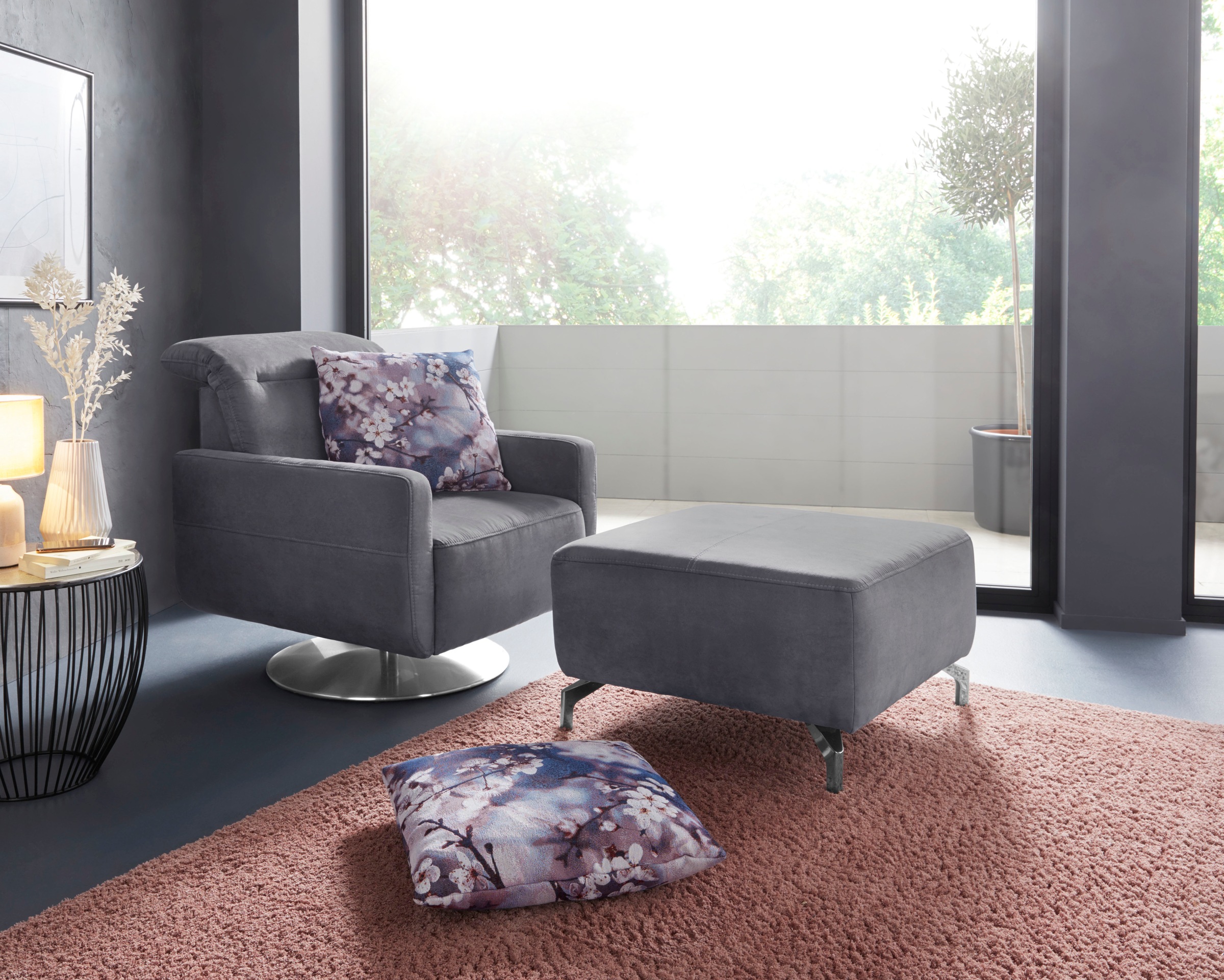 sit&more Hocker »Gizeh«, Fußhöhe 12 cm, wahlweise in 2 unterschiedlichen Fußfarben