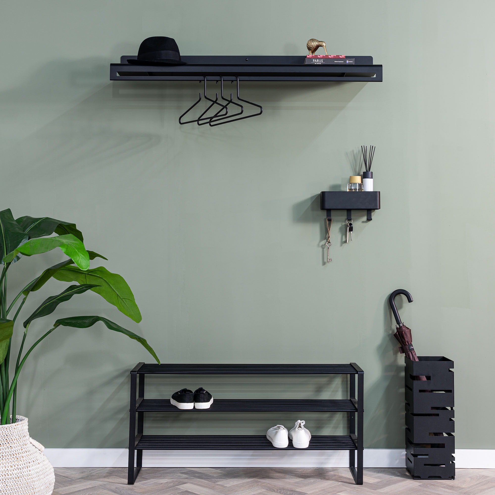 Spinder Design Garderobenleiste »SWAY 120«, (1 St.), 2-in-1 Wandregal + Garderobe