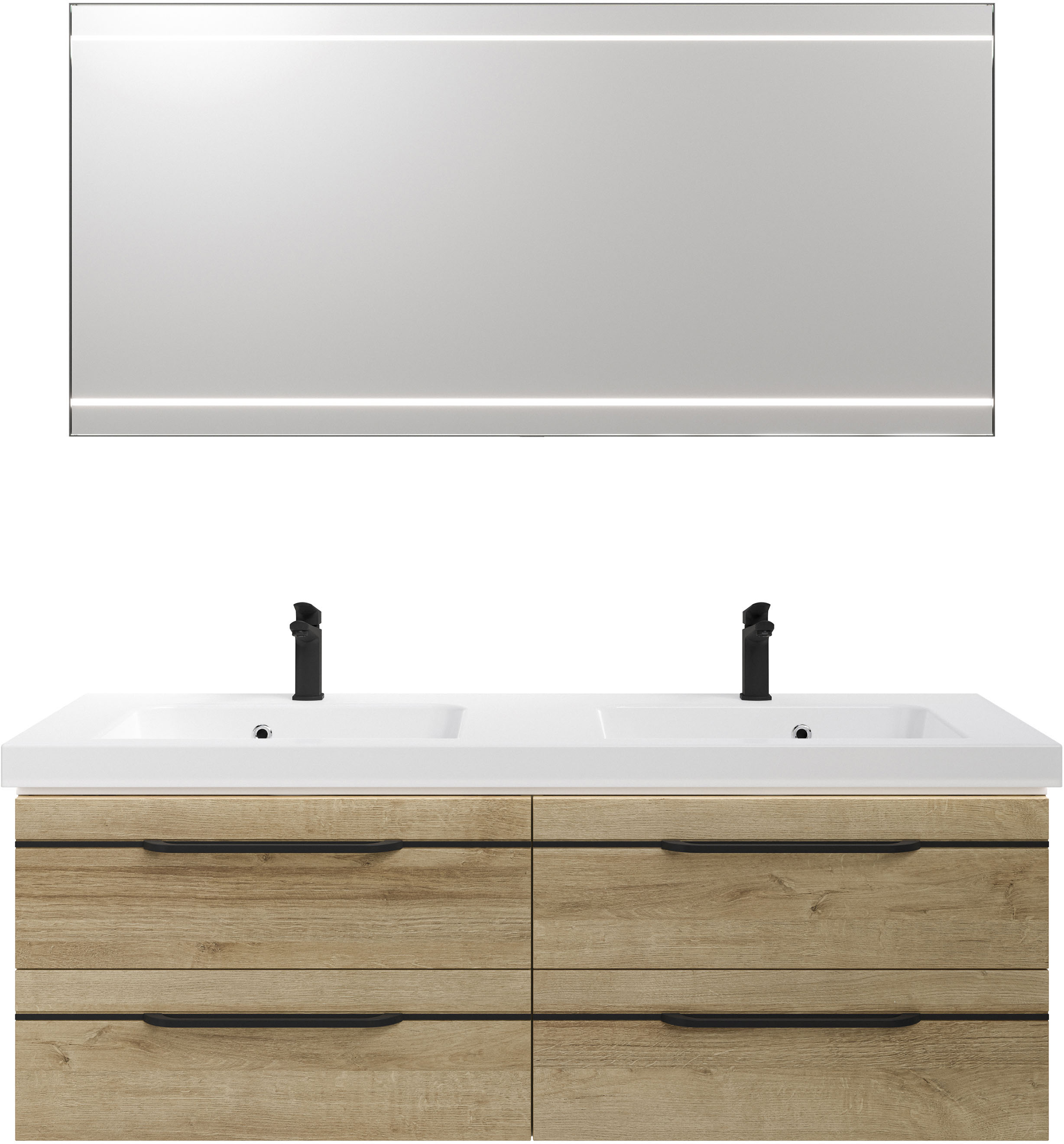 Saphir Badmöbel-Set »Balto 2-teilig Mineralmarmor-Doppelwaschtisch mit LED- günstig online kaufen
