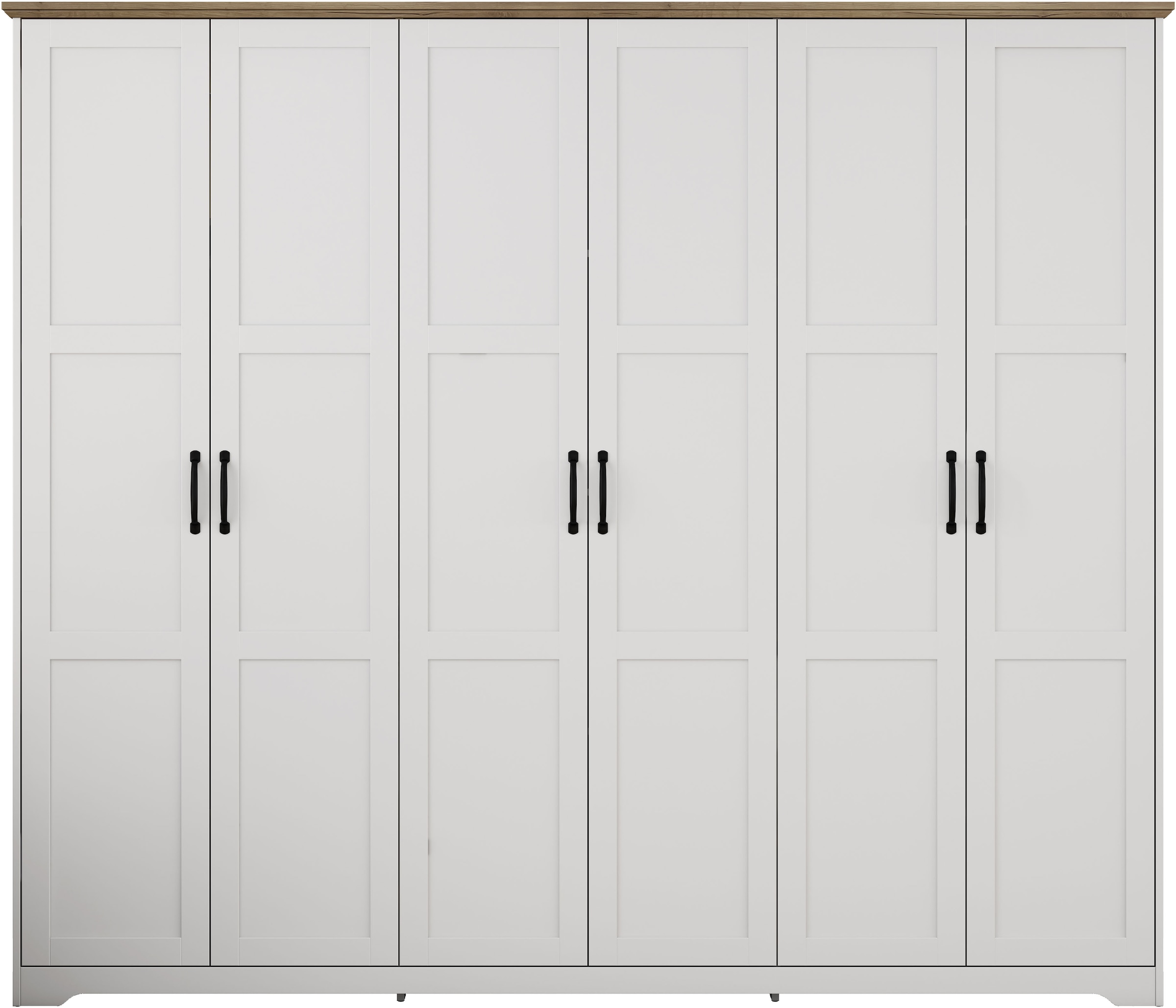 OTTO home Kleiderschrank »Emmilia Schrank Schlafzimmerschrank im Landhaus Design« Mit vielen Einlegeböden und Softclose,  Landhaus Schrank mit  6 Türen Breite 226,5cm Höhe 2m