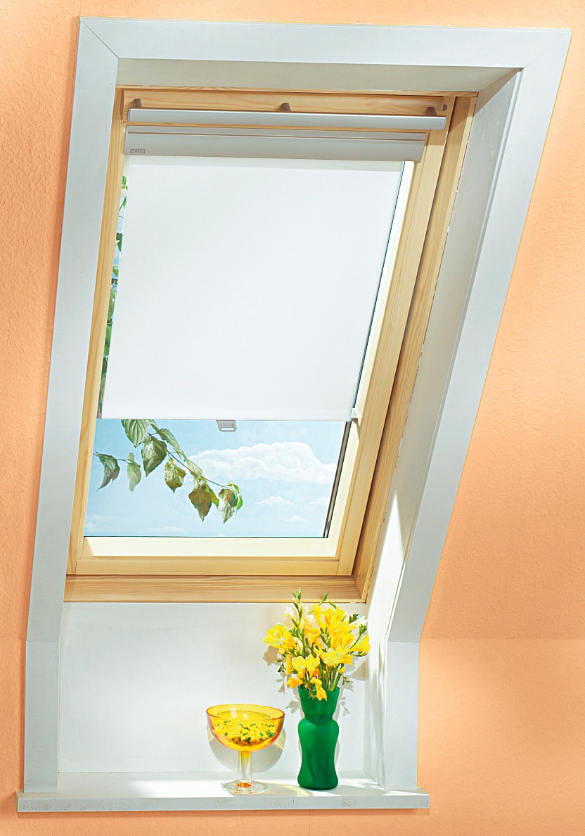 Velux Sichtschutzrollo mit Haltekrallen RHL 200 1028 Weiß günstig online kaufen