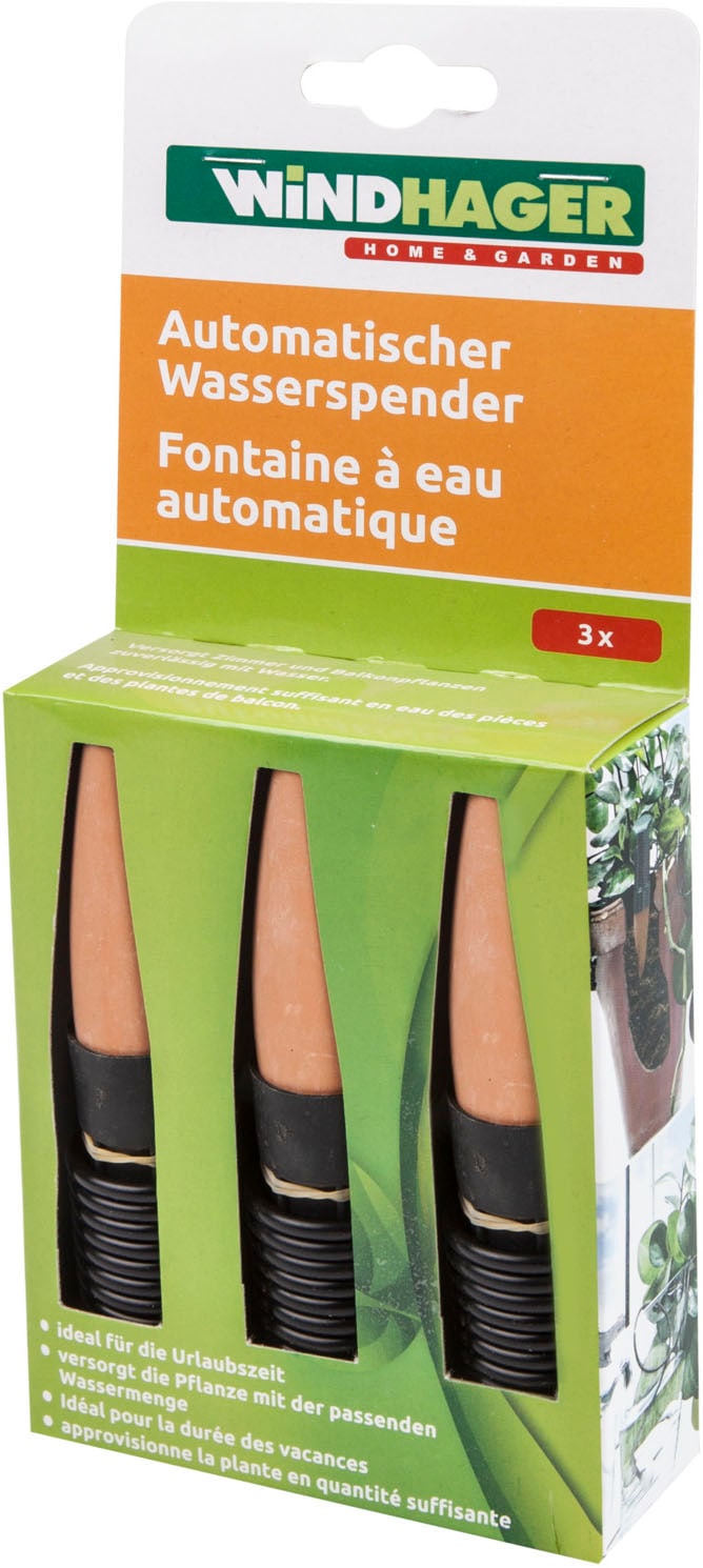 Windhager Bewässerungssystem »automatischer Wasserspender für Zimmerpflanzen 3 Stk.« (Packung, 3 Stk. tlg.)  Flaschenadapter Bewässerung, Abgabemenge ca. 75-110 ml/Tag, 3 x 11 cm