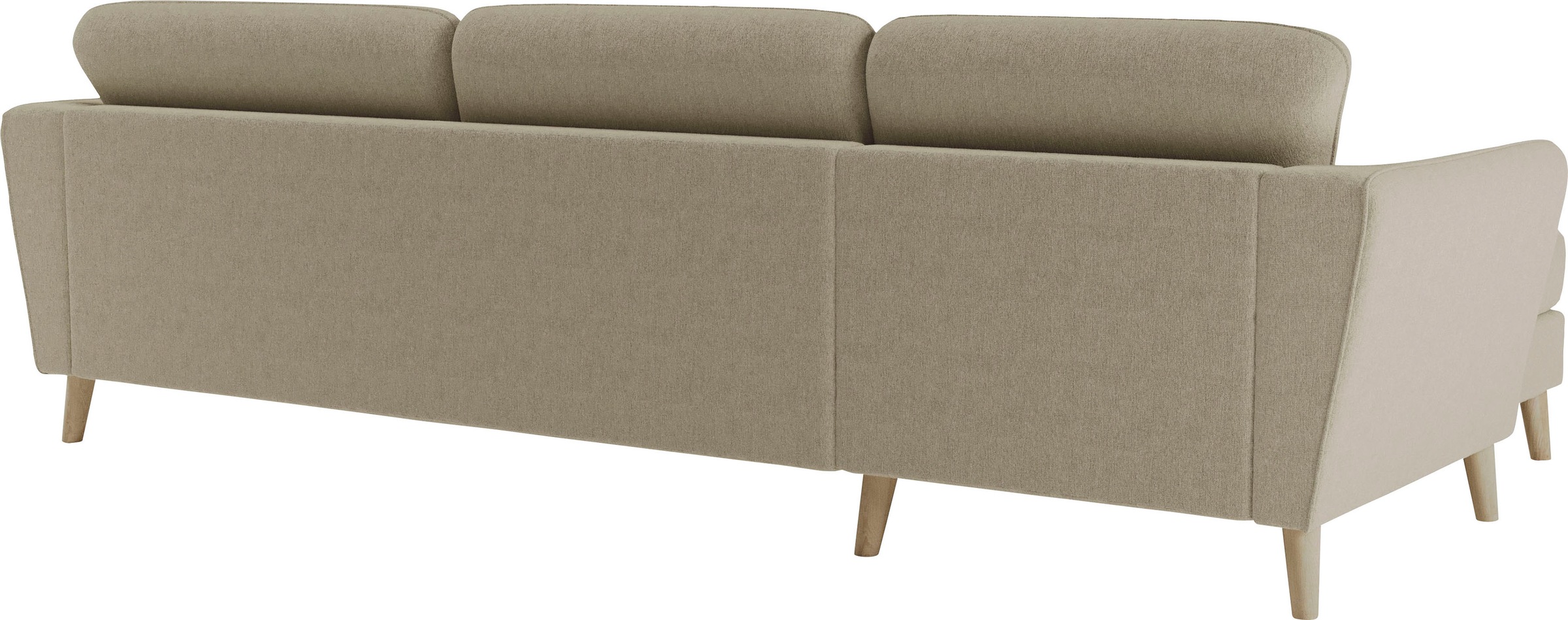 Home affaire Ecksofa »MARSEILLE (279/152cm),L-Form, Rec. rechts/links, verschiedene Bezüge«, Massivholzbeine Eiche, Landhausstil, Wellenunterfederung
