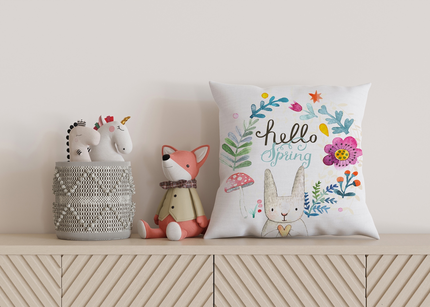 queence Dekokissen »Willow«, Kissenhülle,Hello Spring,Hase,Ostern,Frühlingsmotiv,Niedlich