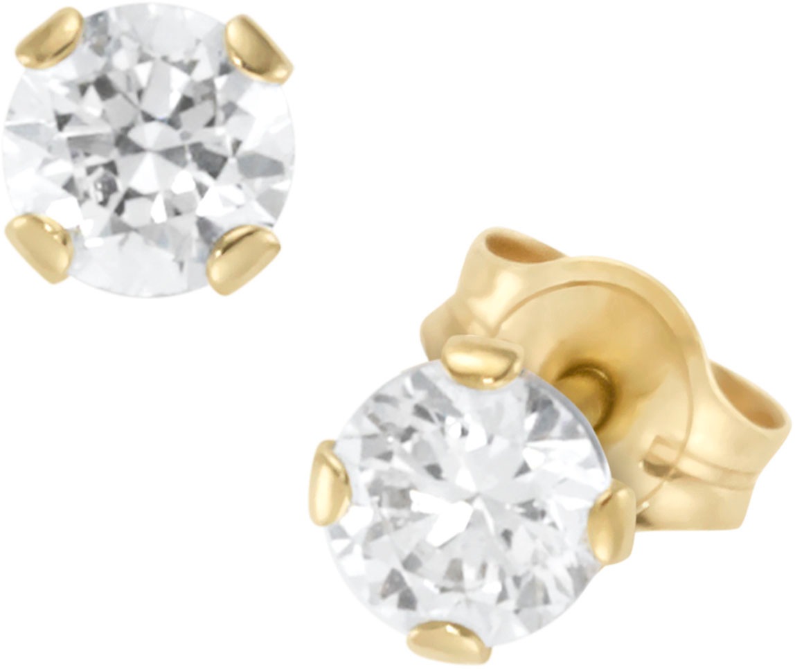 Firetti Paar Ohrstecker »Schmuck Geschenk Gold 375 Ohrschmuck Ohrringe Solitär Krappenfassung«, mit Zirkonia (synth.)