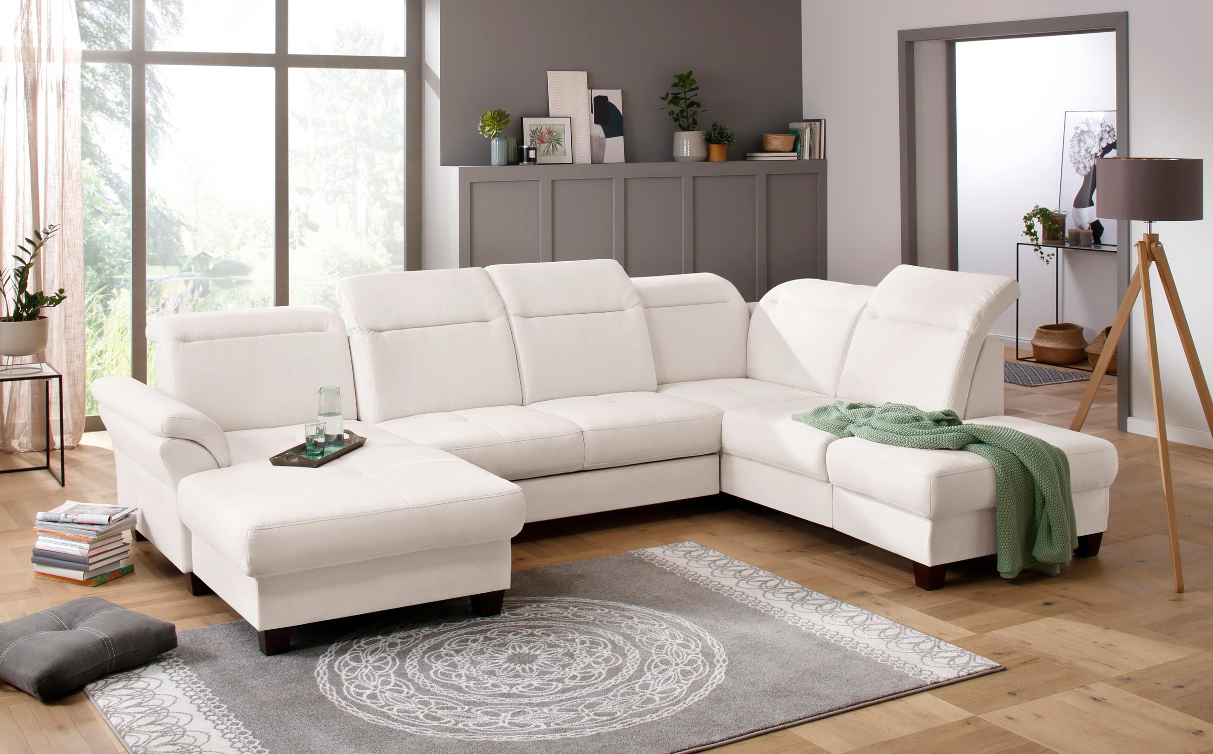 Home affaire Wohnlandschaft »Solvei U-Form« Sitztiefenverstellung und Feder günstig online kaufen