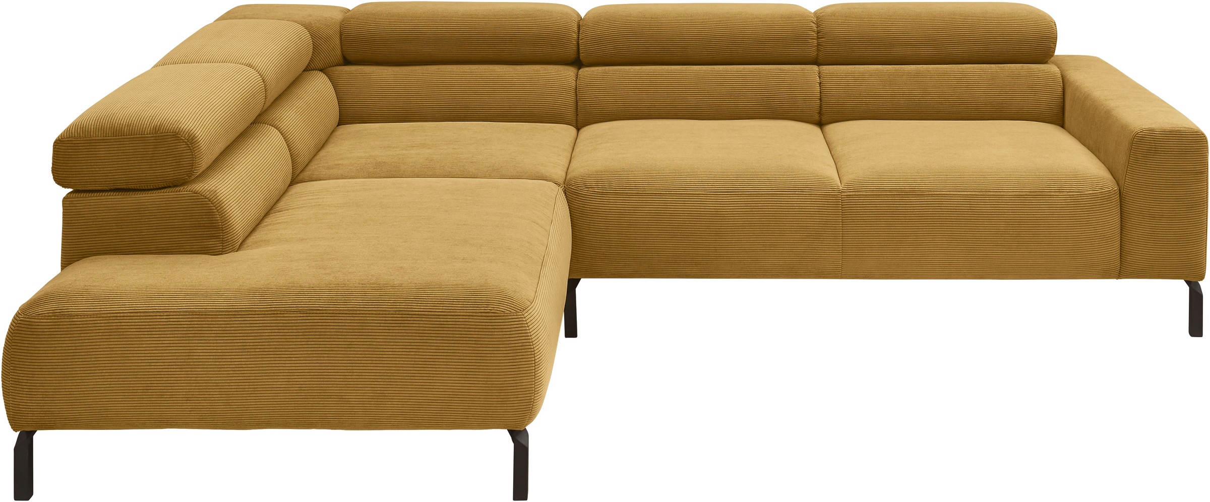 Places of Style Ecksofa »Antonelli, L-Form, inkl. Kopfteilverstellung, Breite 276 cm«, ohne Sitztiefenverstellung, in Feincord, pistachio