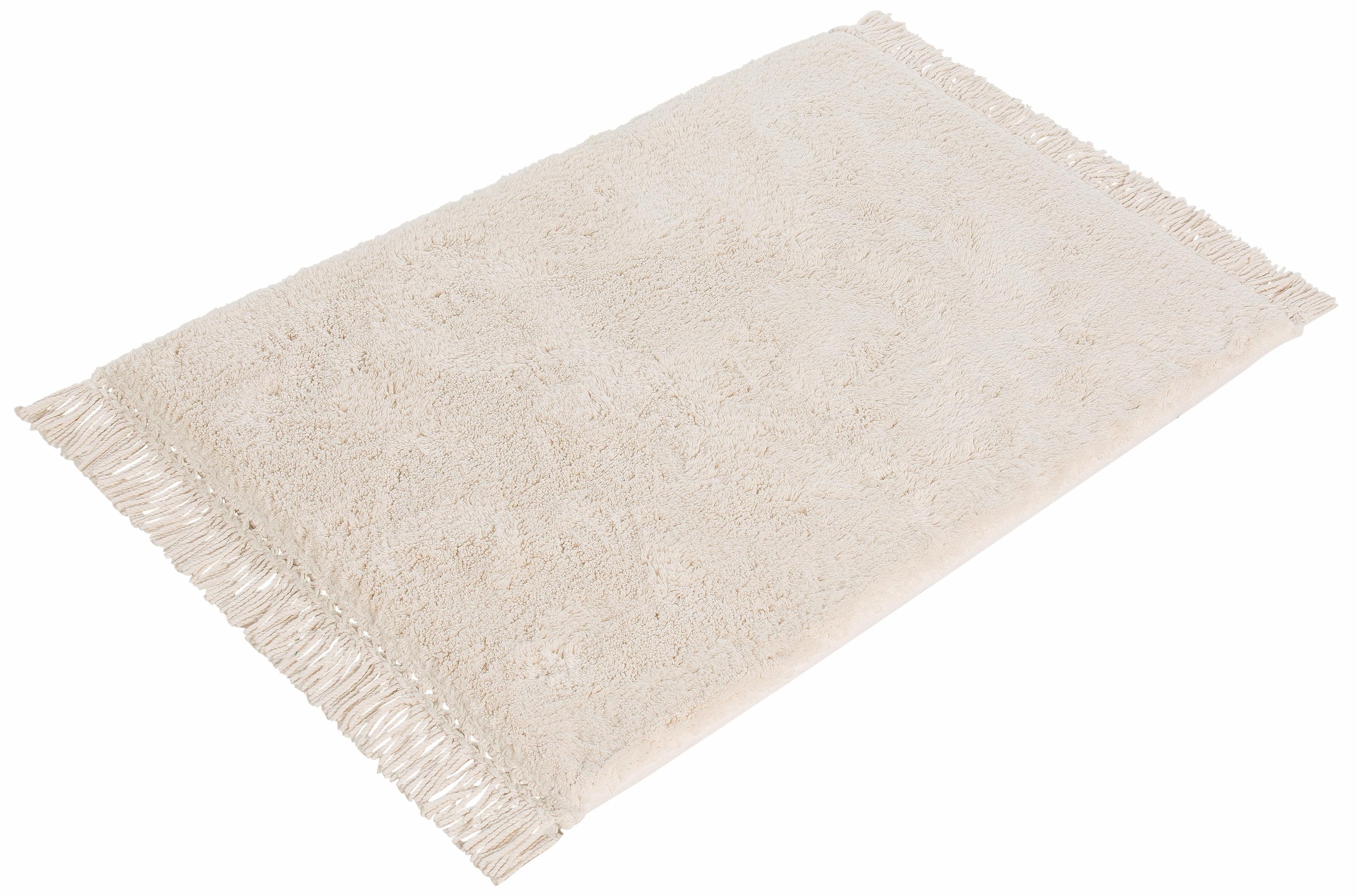 my home Badematte »Finca, Badvorleger, Badezimmer Teppich«, rutschhemmend beschichtet, fußbodenheizungsgeeignet-strapazierfähig, Fransen, Boho, Badteppich, Bio-Baumwolle, auch als 3 teiliges Set