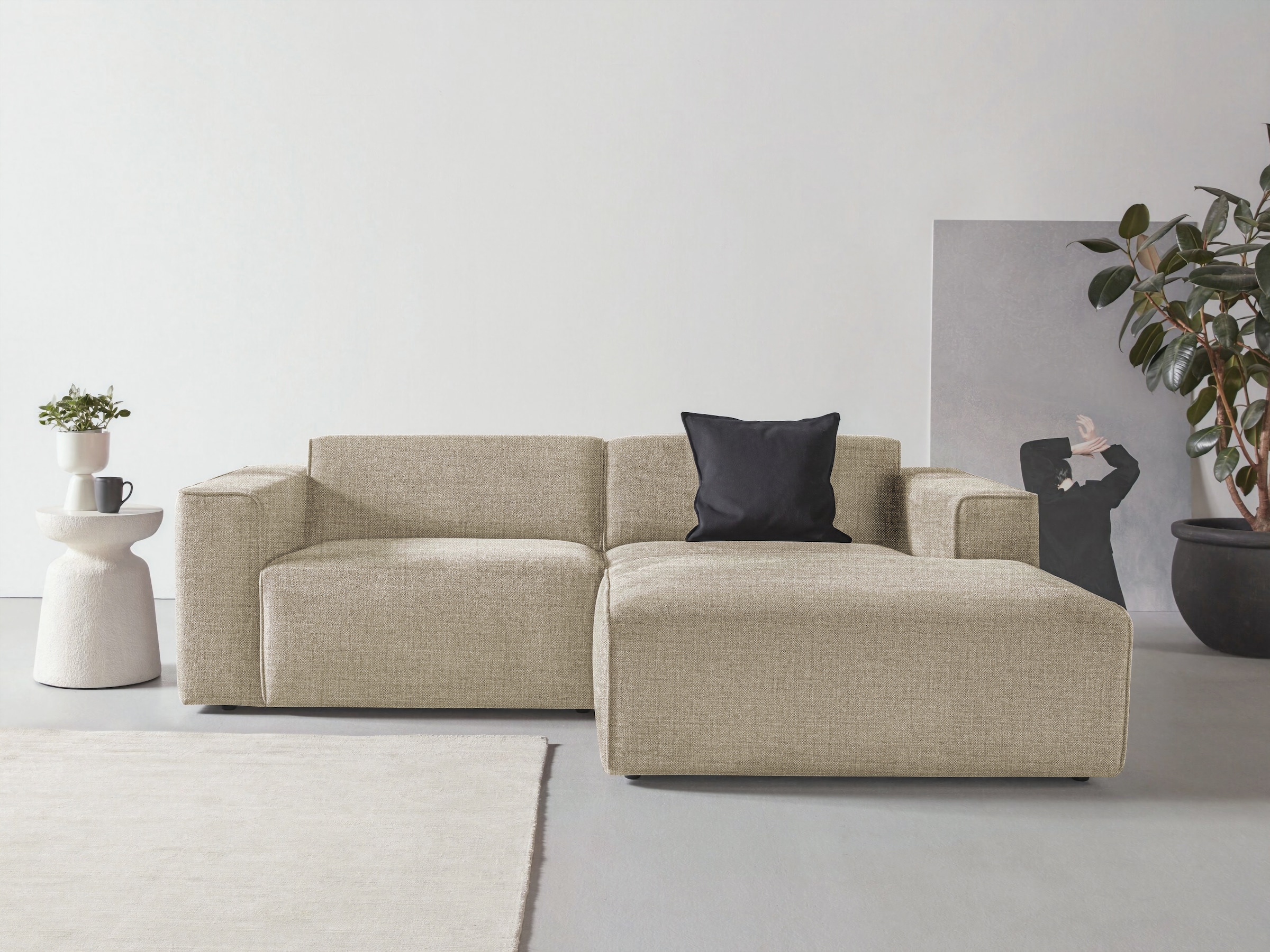 andas Ecksofa "Noord", mit Kedernaht, Breite 234 cm, Cord, Struktur, Websto günstig online kaufen