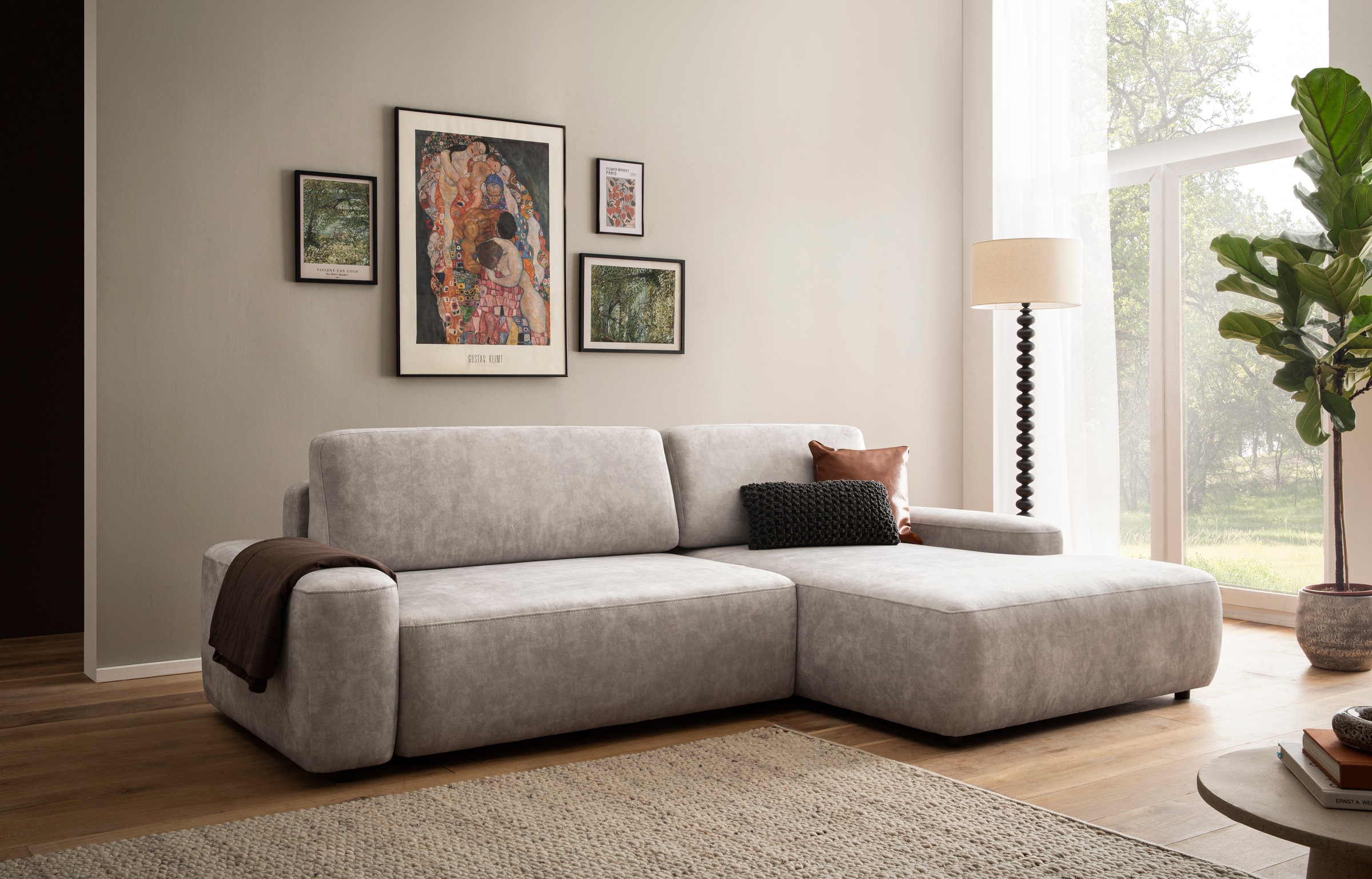 Home affaire Ecksofa »TORGE (264cm), Schlafsofa in Cord, Samtvelours o Stru günstig online kaufen