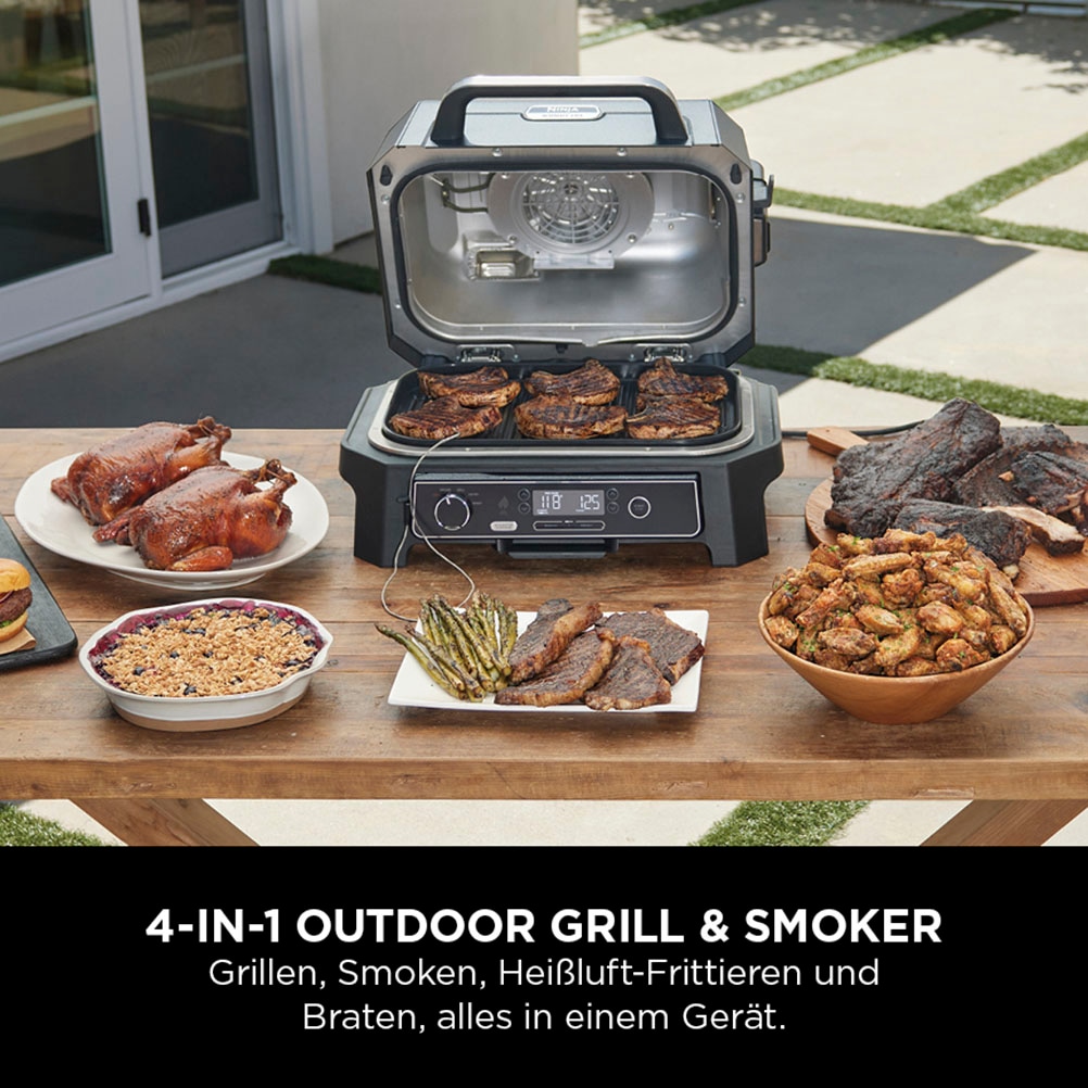 NINJA Elektrogrill »Woodfire OG850EU«, 1700 W, Outdoor Grill, Smoker und Heißluft-Fritteuse