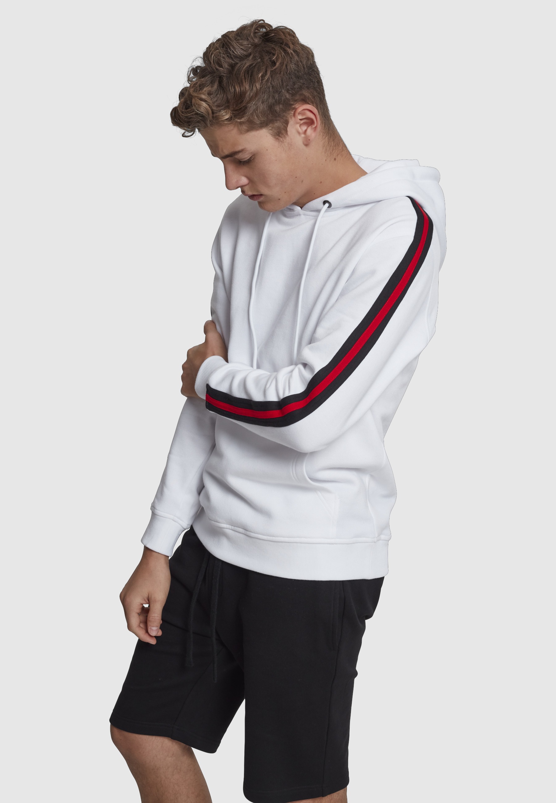 URBAN CLASSICS Kapuzenpullover »Urban Classics Herren Stripe Shoulder Hoody« 1 Stk.