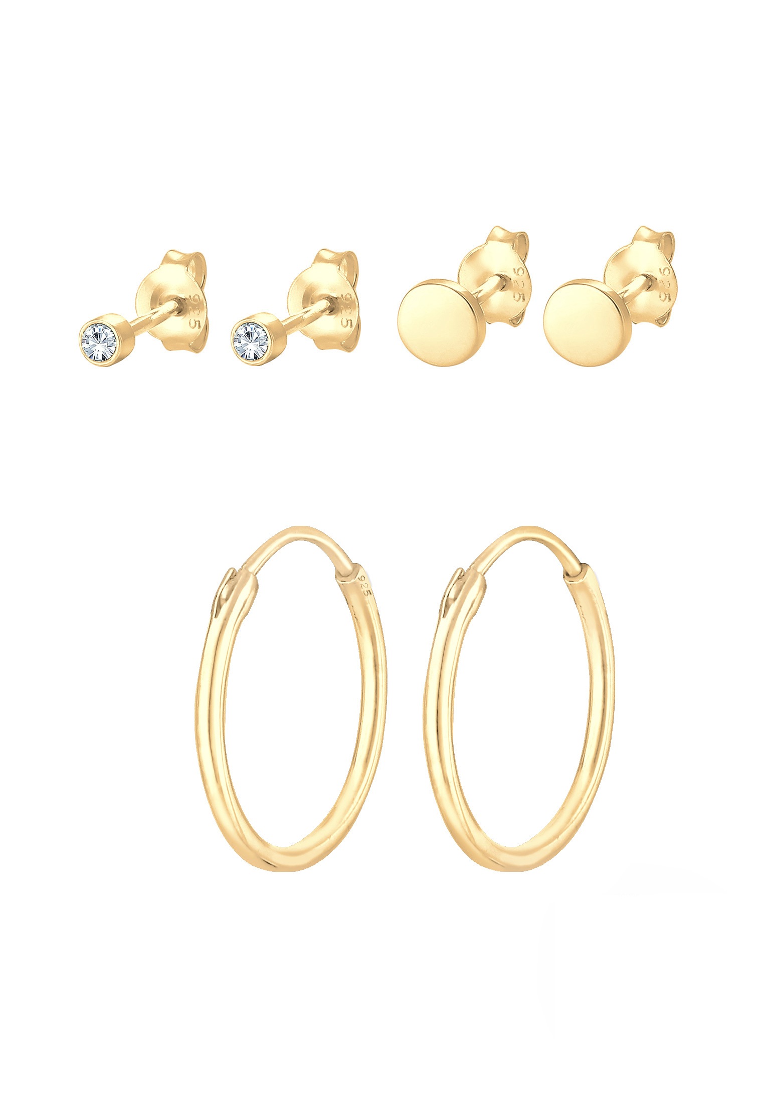 Elli Ohrring-Set »Ohrstecker Glas Kristalle 3er Set 925 Sterling Silver«