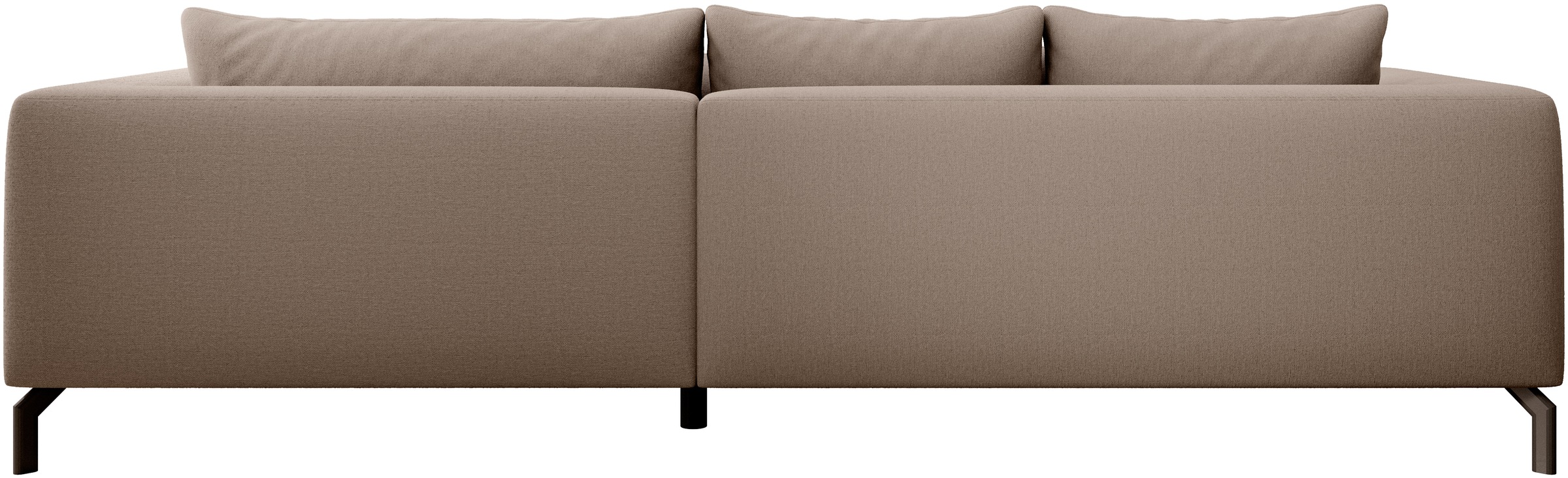 INOSIGN Ecksofa »Cross, mit softem Sitz, L-Form, wendbare Zierkissen, Breite 284 cm«, Couch mit vielen Kissen, stylische Kreuznaht, elegante Metallfüße