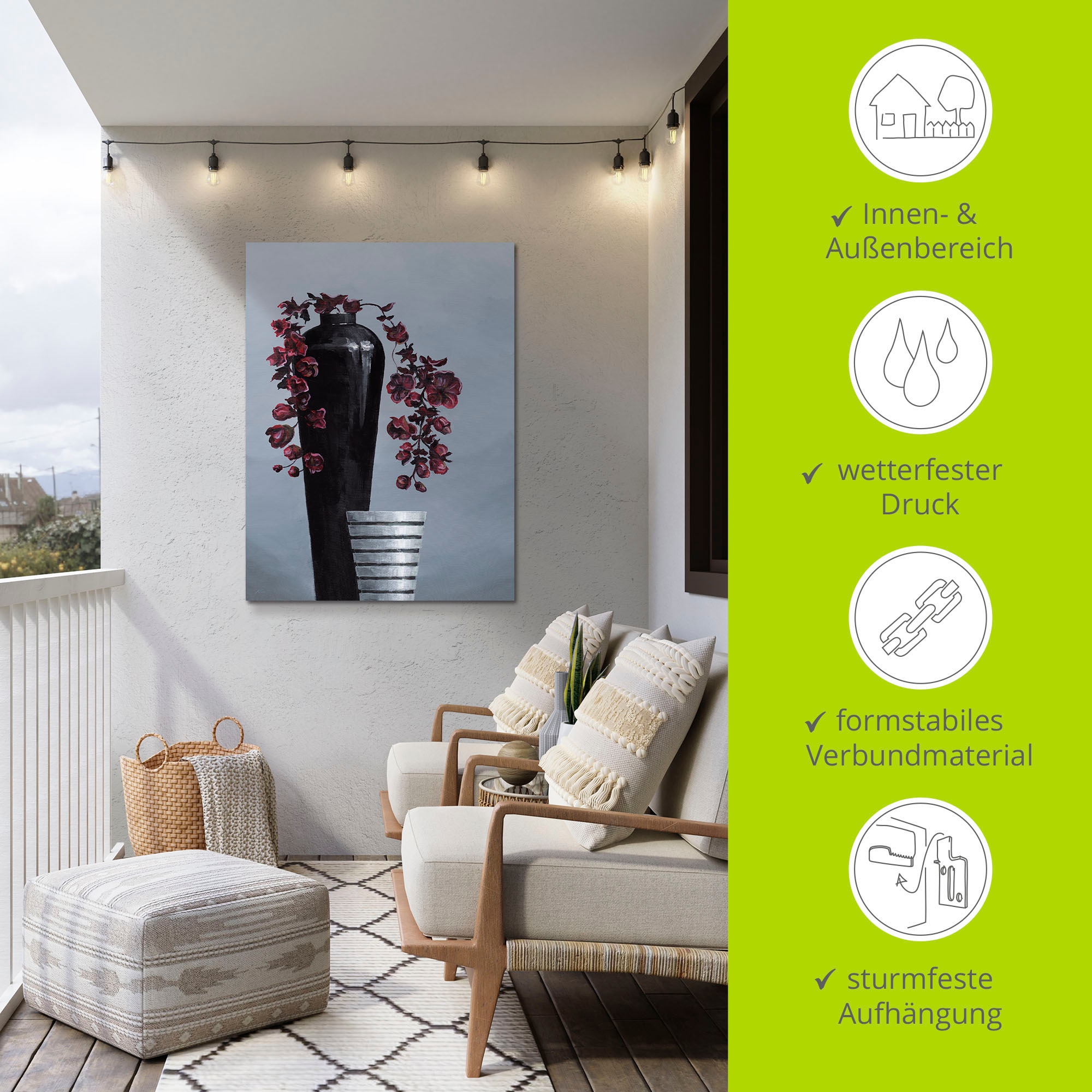 Artland Wandbild »Metallische Vasen«, Vasen & Töpfe, (1 St.), als Alubild, Outdoorbild, Leinwandbild, Wandaufkleber, versch. Größen