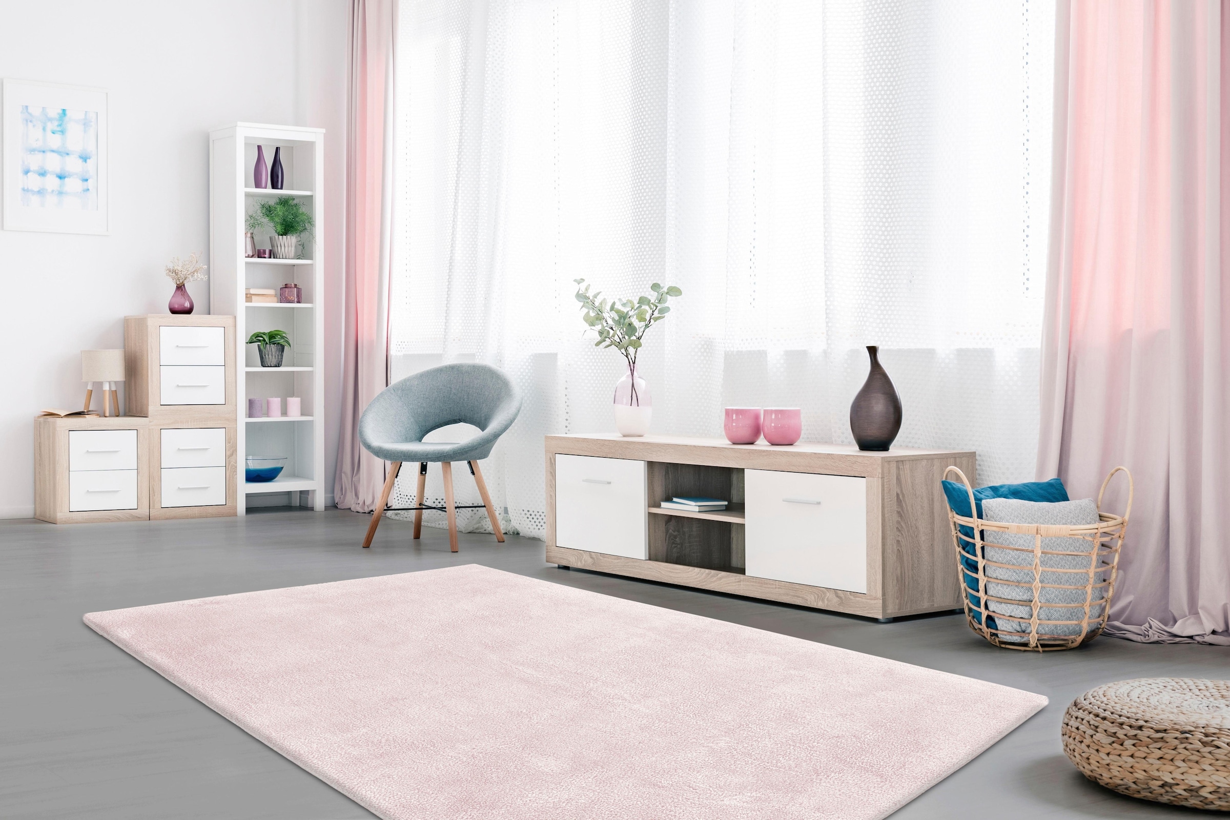 my home Hochflor-Teppich »Carla«, rechteckig, 40 mm Höhe, super soft, Teppich in Pastell-Farben