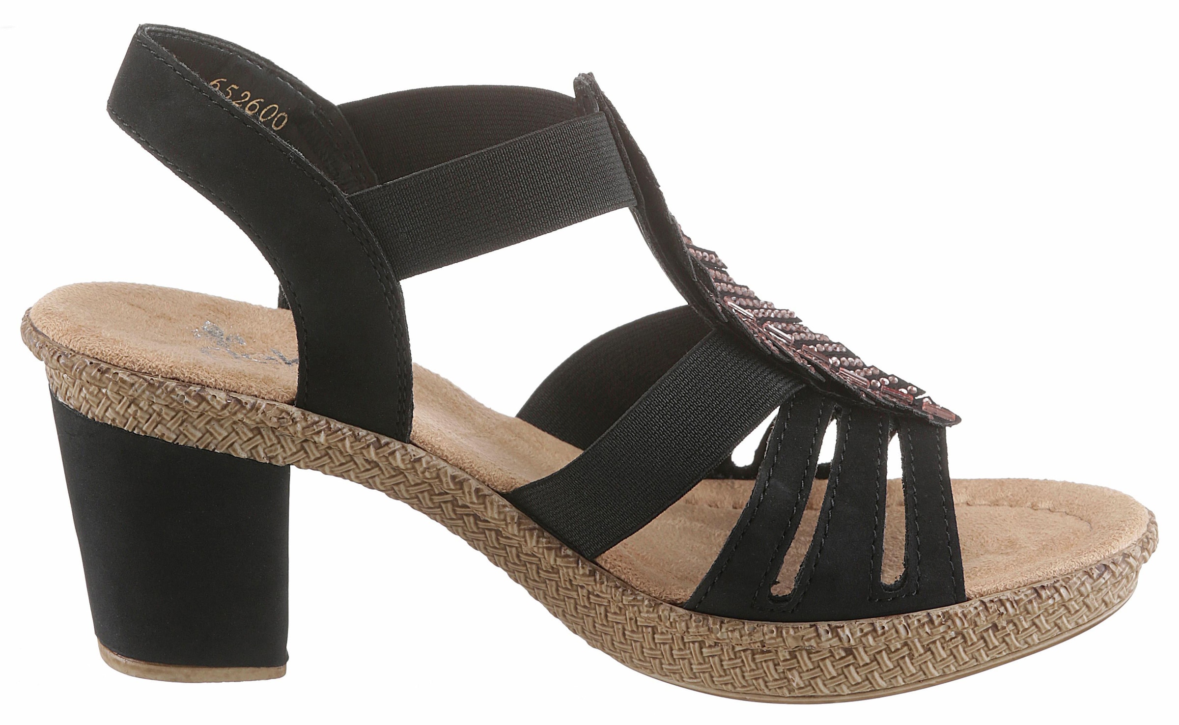 Rieker Sandalette  , Sommerschuh, Sandale, Plateauabsatz, mit Strass-Steinchen verziert