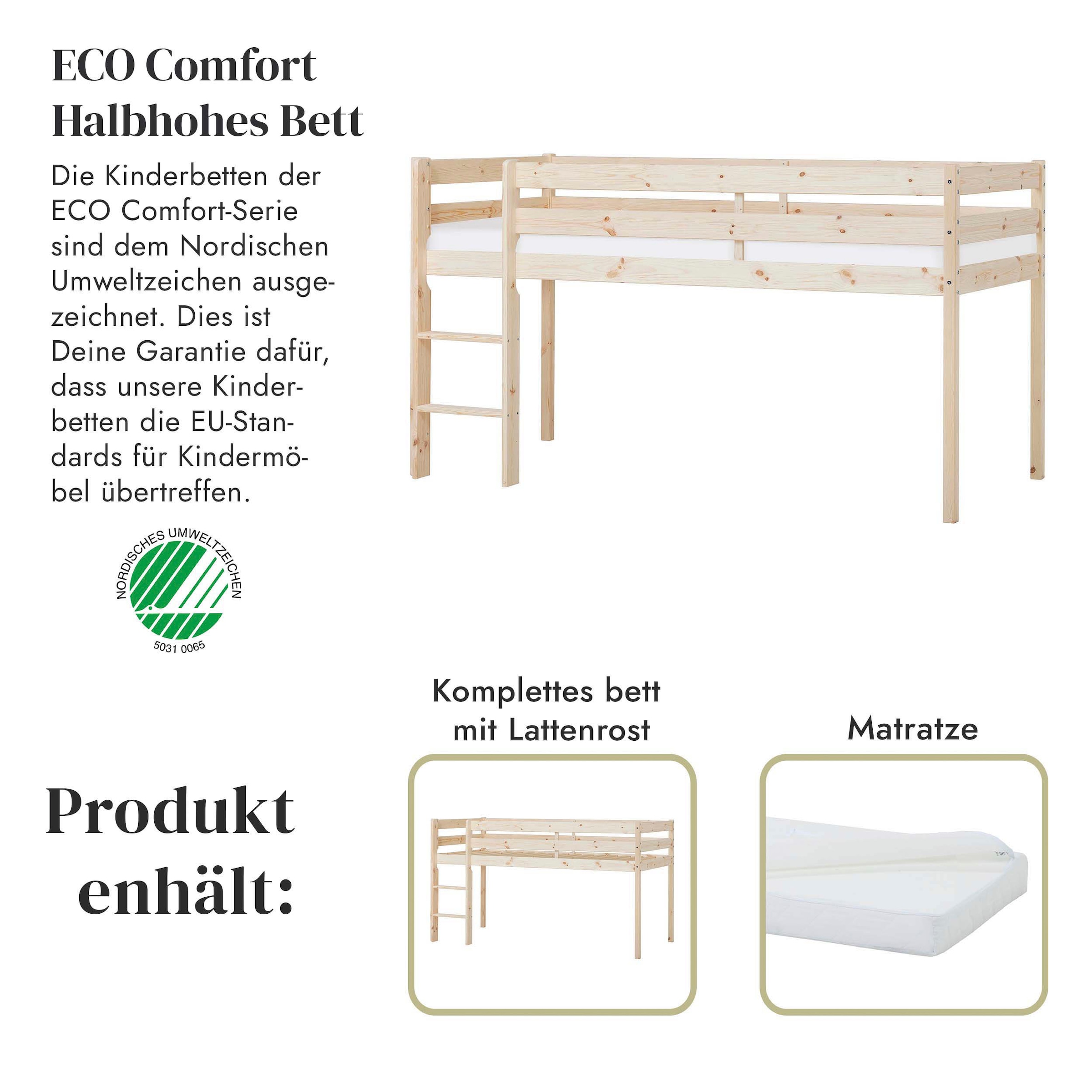 Hoppekids Spielbett »ECO COMFORT, Hochbett, in 2 Einzelbetten teilbar«, Höhe 72cm, Farbe & Größe & Matratze