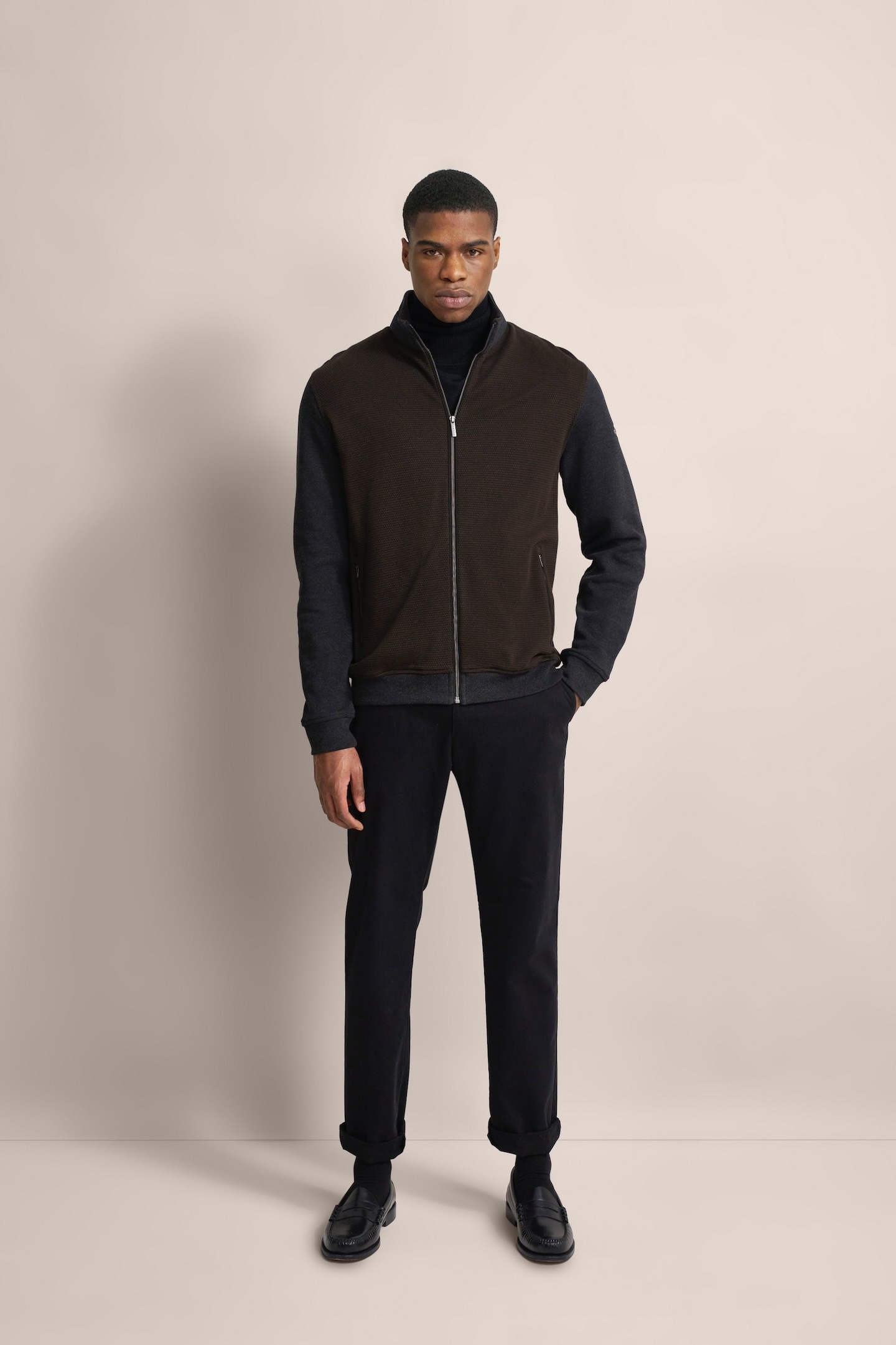 bugatti Sweatjacke, mit Hahnentrittmuster