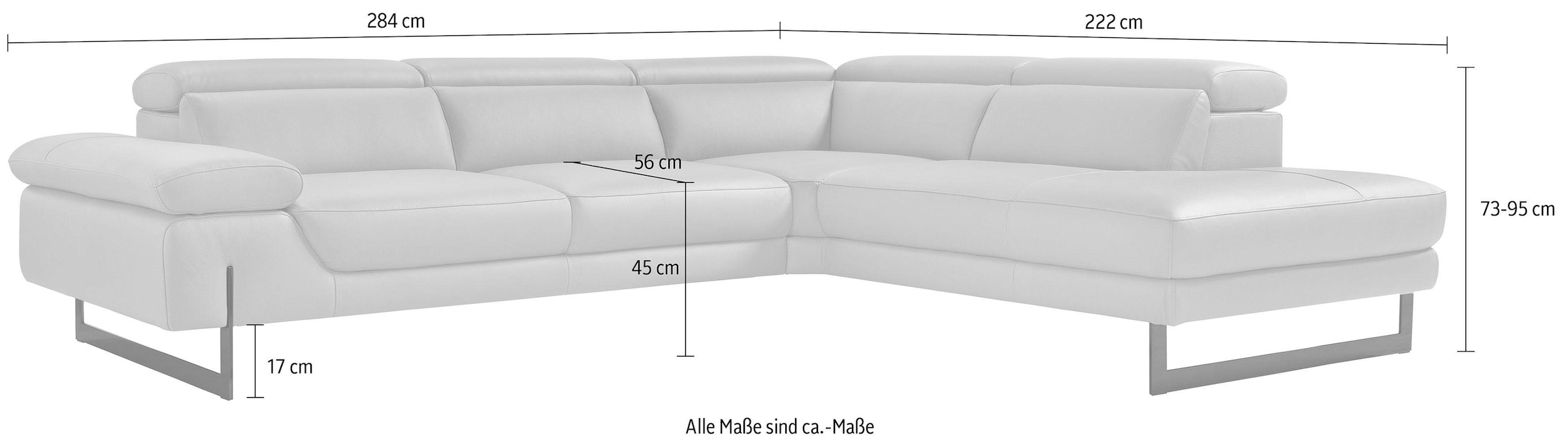 Egoitaliano Ecksofa »Claudie, Designsofa mit extrakomfortablem Sitzkomfort«, Inkl. Kopfteilverstellung, L-Form