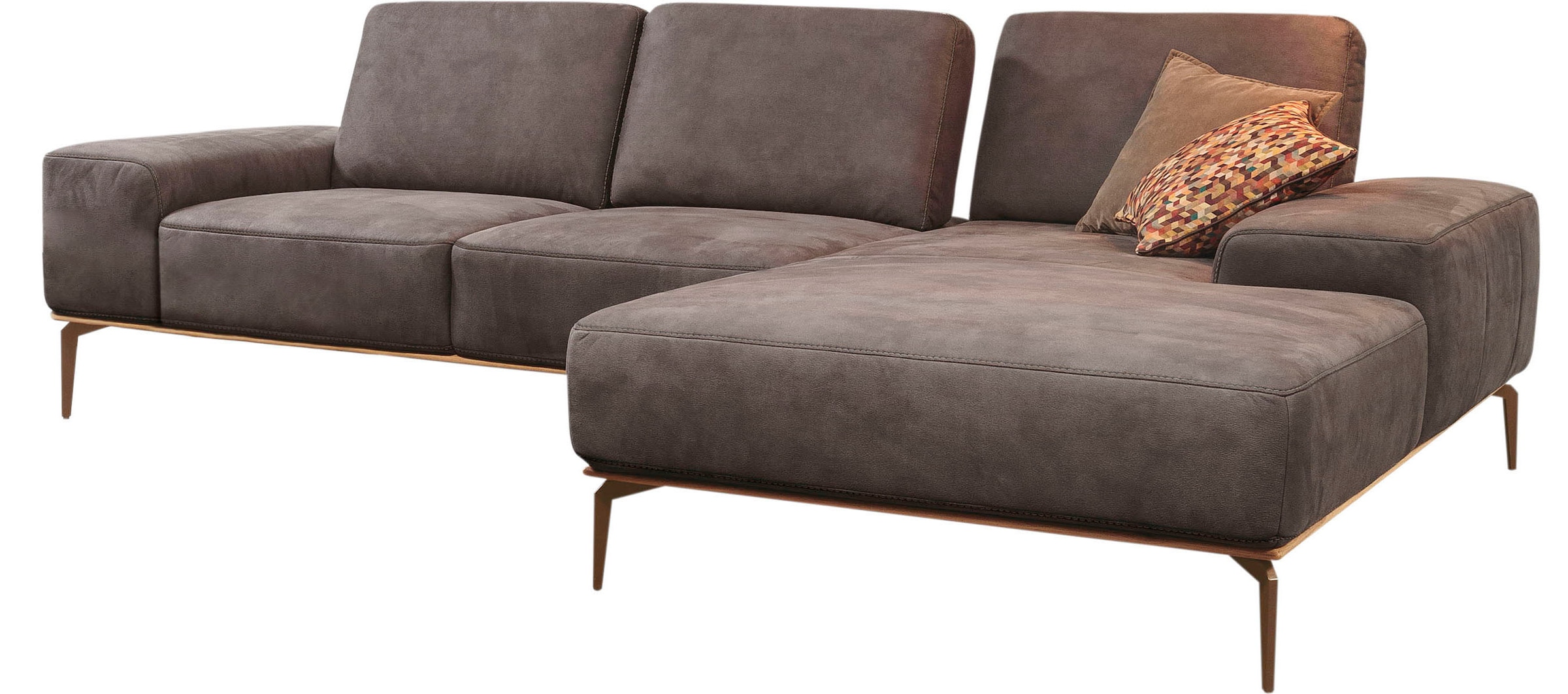 W.SCHILLIG Ecksofa »run, Designsofa mit tollem Sitzkomfort, L-Form«, mit Holzsockel, Füße in Bronze pulverbeschichtet, Breite 299 cm