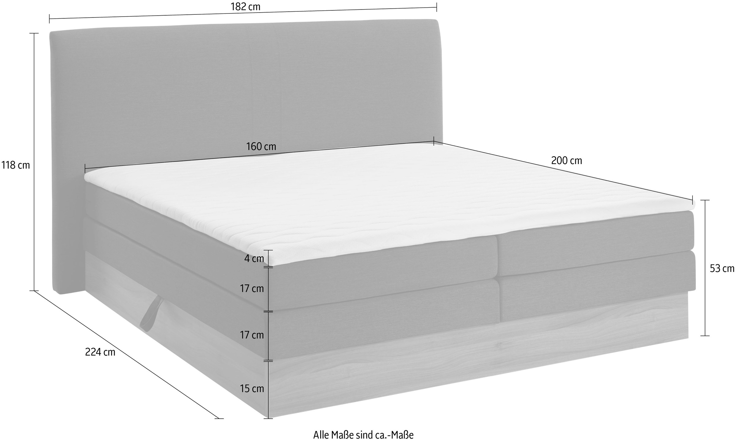 Home affaire Boxspringbett »Blomen«, mit Walnuss-Dekor, mit Bettkasten, verschiedene Härtegrade, mit Topper