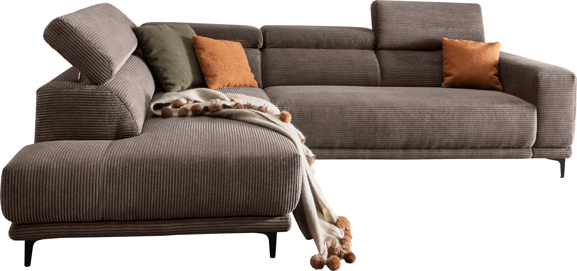 alina Ecksofa »Hikari«, wahlweise mit Sitzvorzug, in modernem Cordstoff, Breite 302 cm