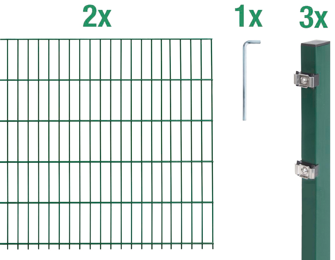 Doppelstabmattenzaun »Grundset«, Höhe: 80 - 160 cm, Gesamtlänge: 4 - 30 m, zum...