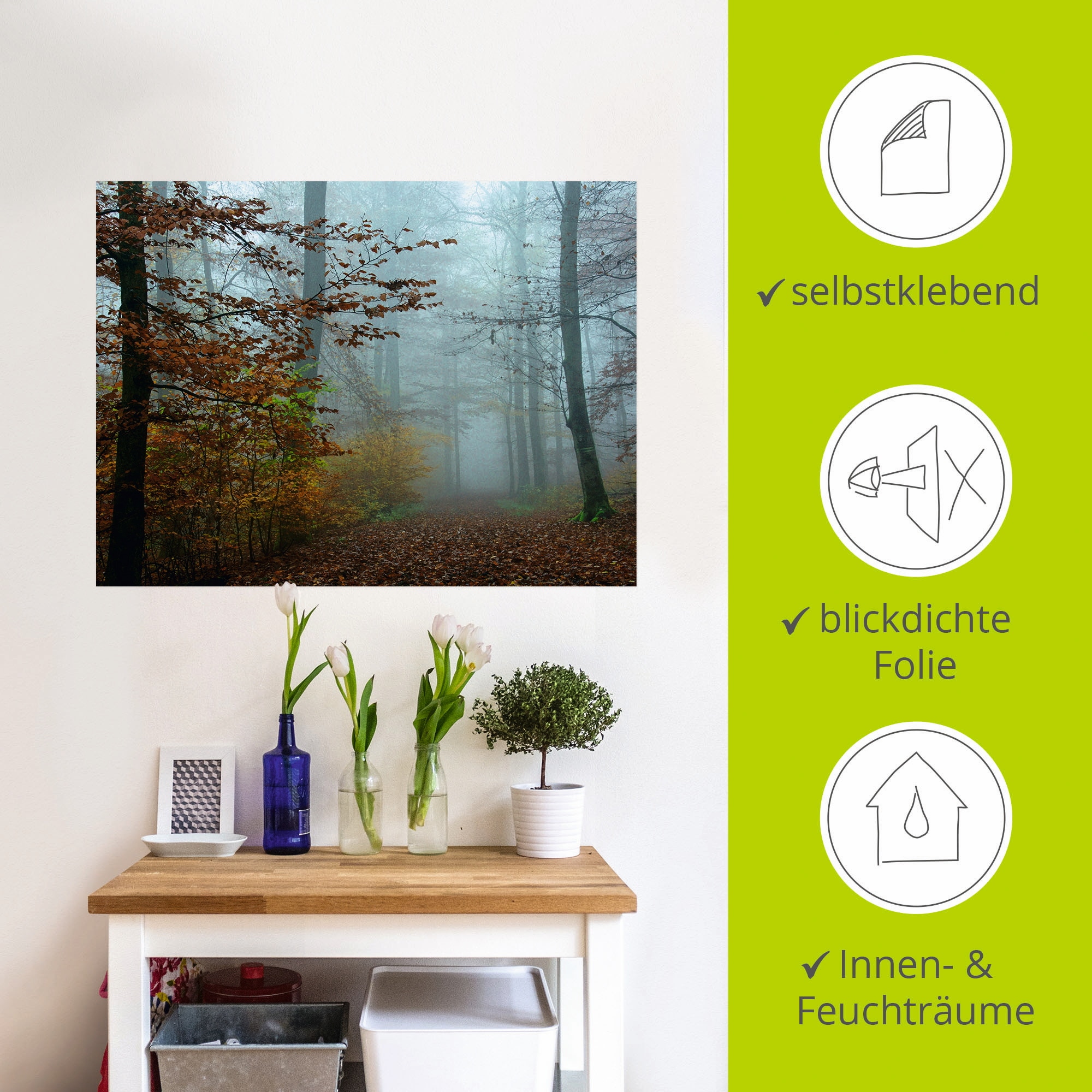 Artland Wandbild »Nebel im Herbstwald«, Wald, (1 St.), als Leinwandbild, Poster, Wandaufkleber in verschied. Größen