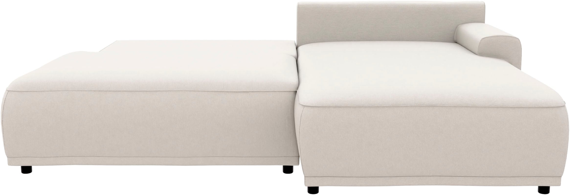 TRENDMANUFAKTUR Ecksofa »Fordon II, Schlafsofa mit Bettkasten, Couch in L-Form, Breite 250 cm«, in Struktur LUMOS, 3D-Effekt, sandgrau, Armlehne rechts