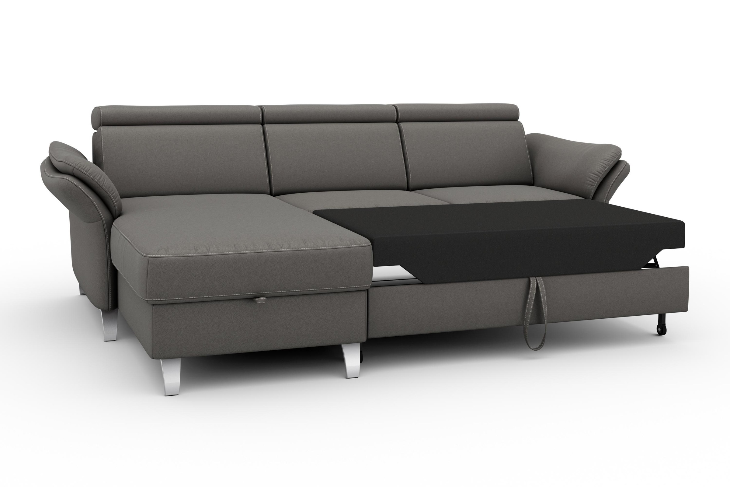 sit&more Ecksofa »Vincenzo L-Form«, inklusive Kopfteilverstellung, wahlweise mit Bettfunktion, Bettkasten