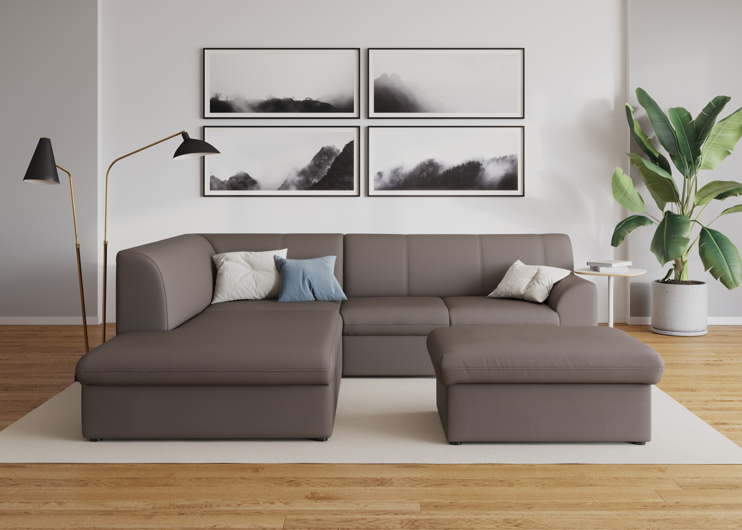 DOMO collection Ecksofa »Topper zeitlos elegant, kompakte Stellmaße, OTTOs Choice, L-Form«, mit Ottomane, wahlweise mit Schlaffunktion