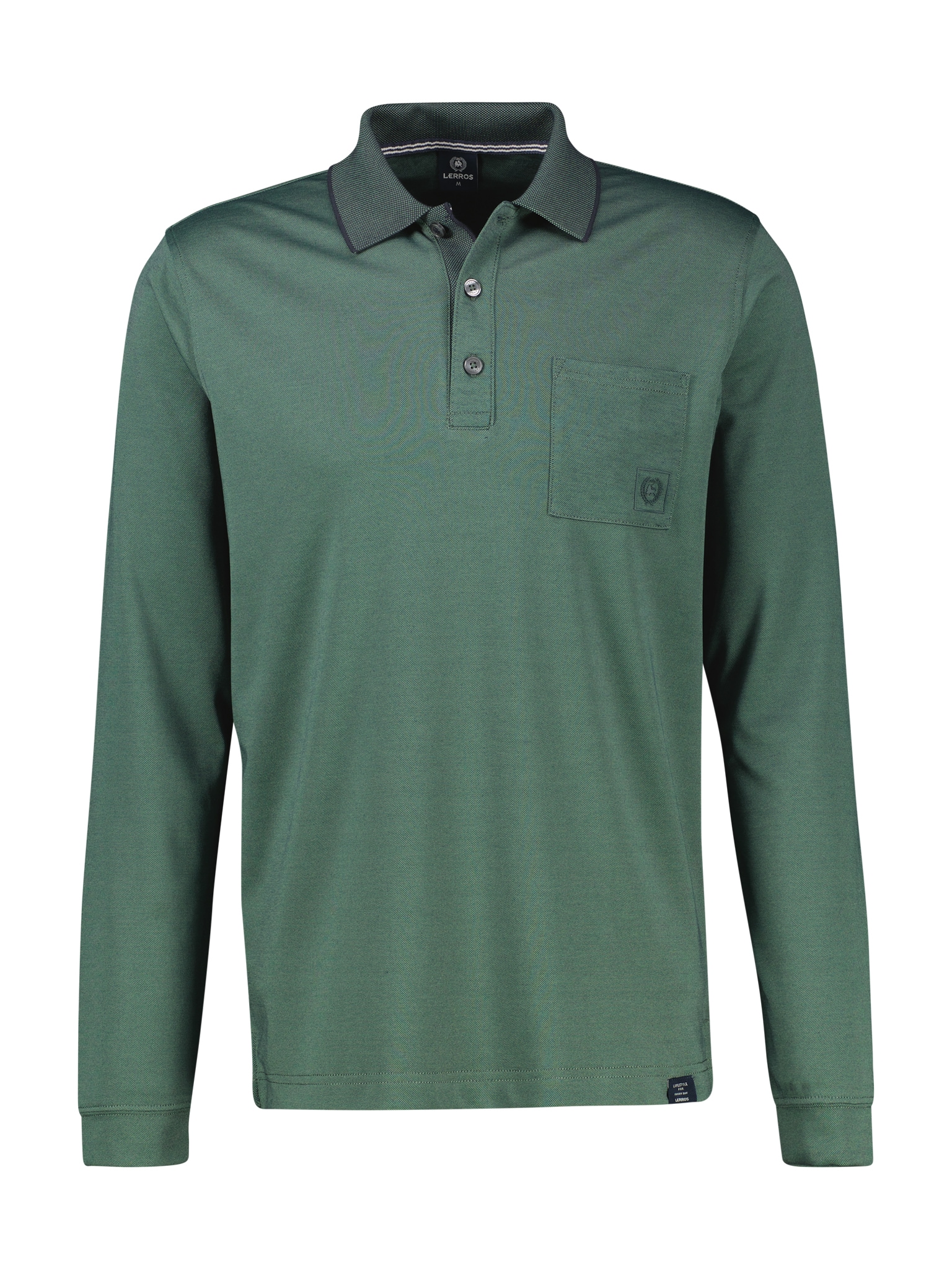 LERROS Langarm-Poloshirt mit Logo-Stickerei