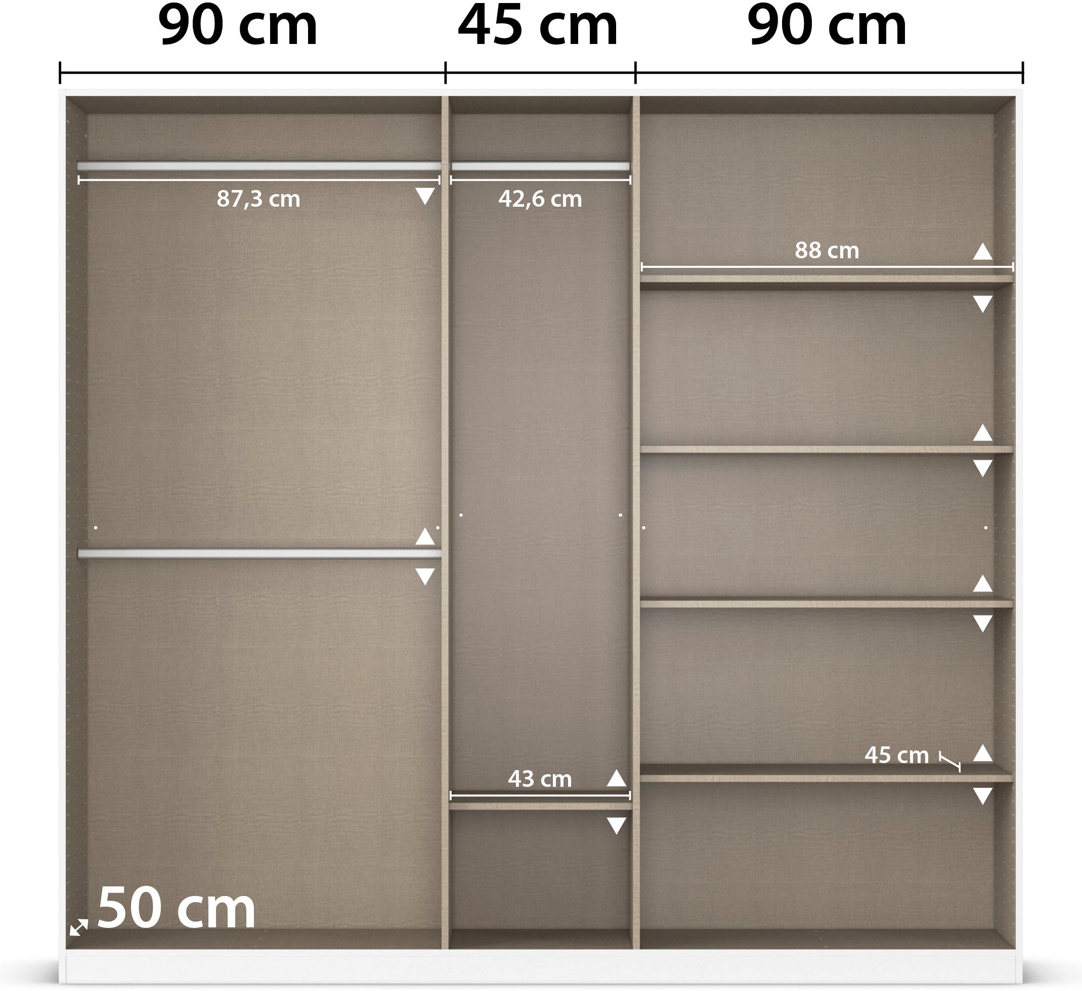 rauch Drehtürenschrank »Kleiderschrank Kleiderschränke Schrank Garderobe AGORDO mit Glasfront«, (in zwei Griff-Farben), durchdachte Innenausstattung, in 6 Breiten und 2 Höhen MADE IN GERMANY