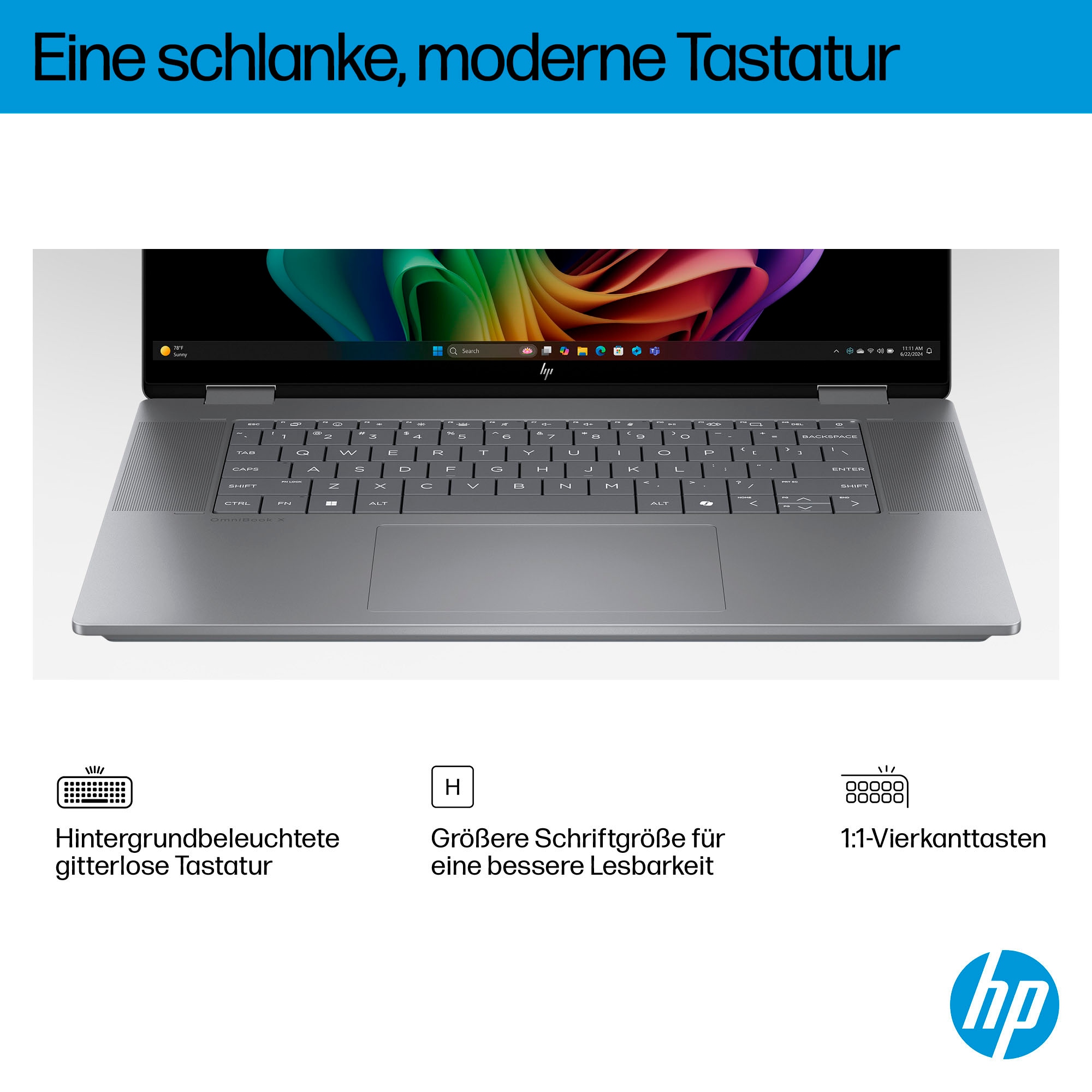 HP Convertible Notebook »OmniBook X Flip 16-ar0252ng«, 40,64 cm, / 16 Zoll, AMD, Ryzen™ AI 5, Radeon, 1000 GB SSD