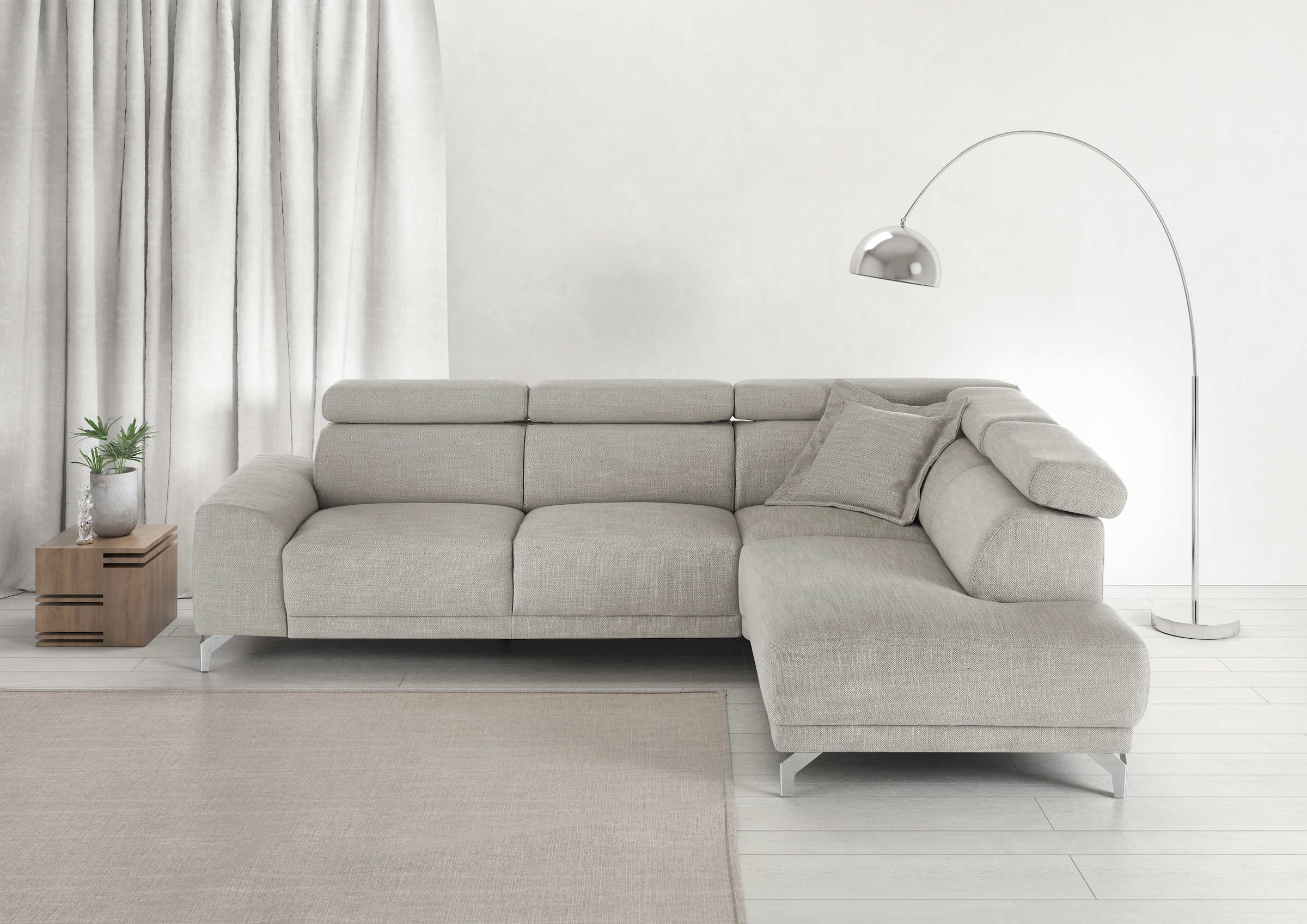 3C Candy Ecksofa »Greve Sofa immer mit manuelle Kopfteilverstellungen, modern, elegant« wahlweise motorischer Sitzvorzug, bequem und zeitlos, L-Form