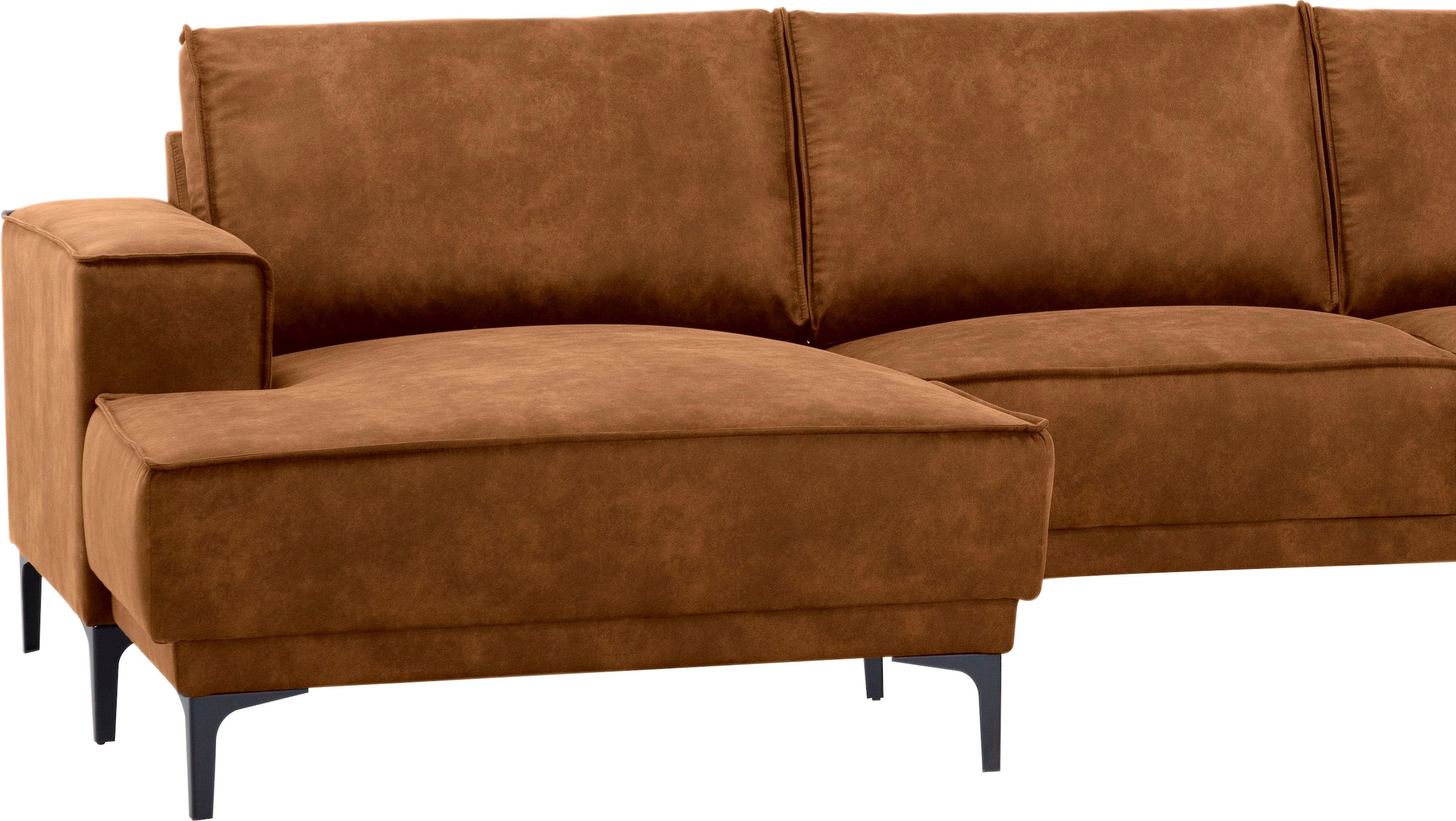 Places of Style Wohnlandschaft »XXL Sofa Oland, Struktur, Flachgewebe, Luxus-Microfaser, Boucle«, U-Form, 345 cm, Wellenunterfederung, Skandi-Design, Metallfüße