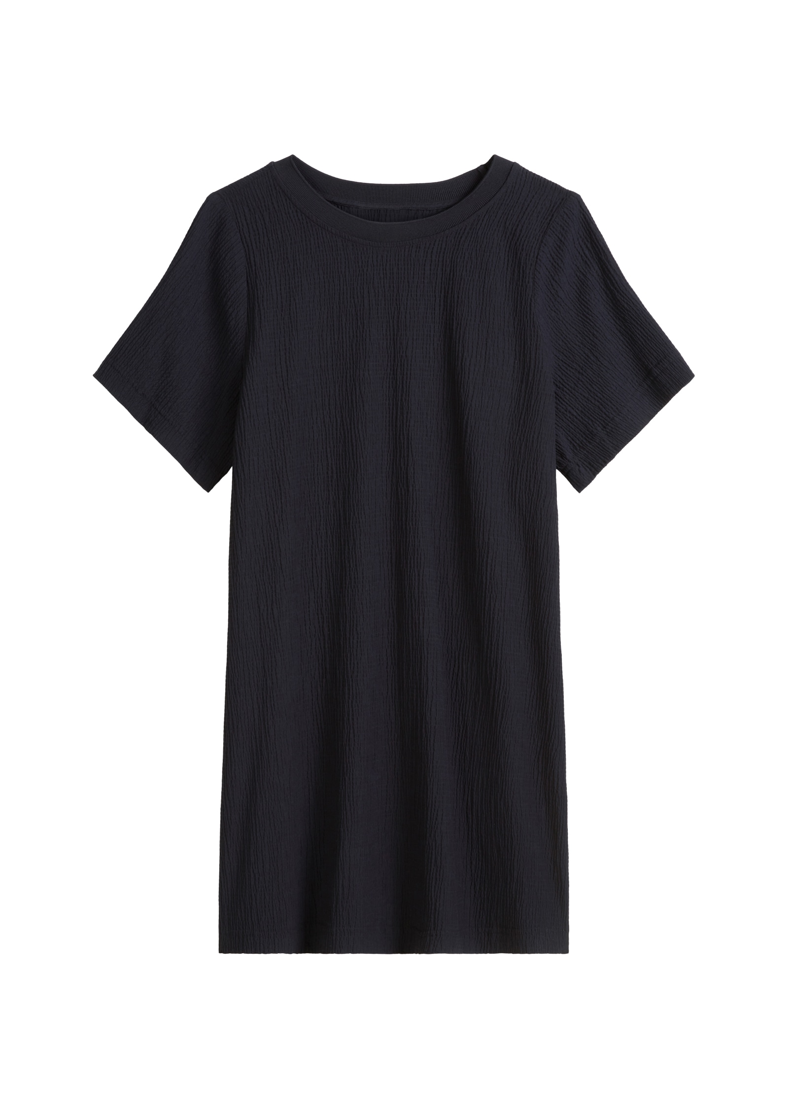 Marc O'Polo DENIM Midikleid, Crinkle-Optik, nicht gefüttert, im T-Shirt-Stil