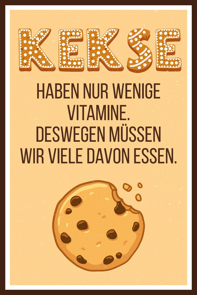 queence Metallbild »Kekse«, Schriftzüge-Schriftzug, (1 St.), Stahlschild, Blechschild, Sprüche, Texte, witzig