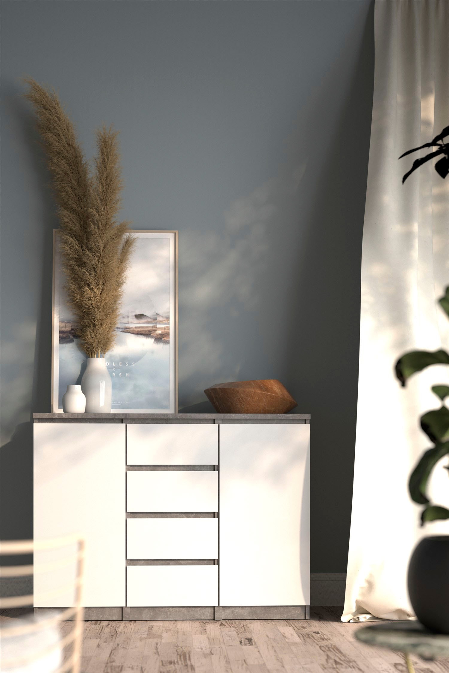 INOSIGN Kommode »Naia«, abgerundeten Schubladenkanten auf Metallgleiter, Breite 120,6 cm