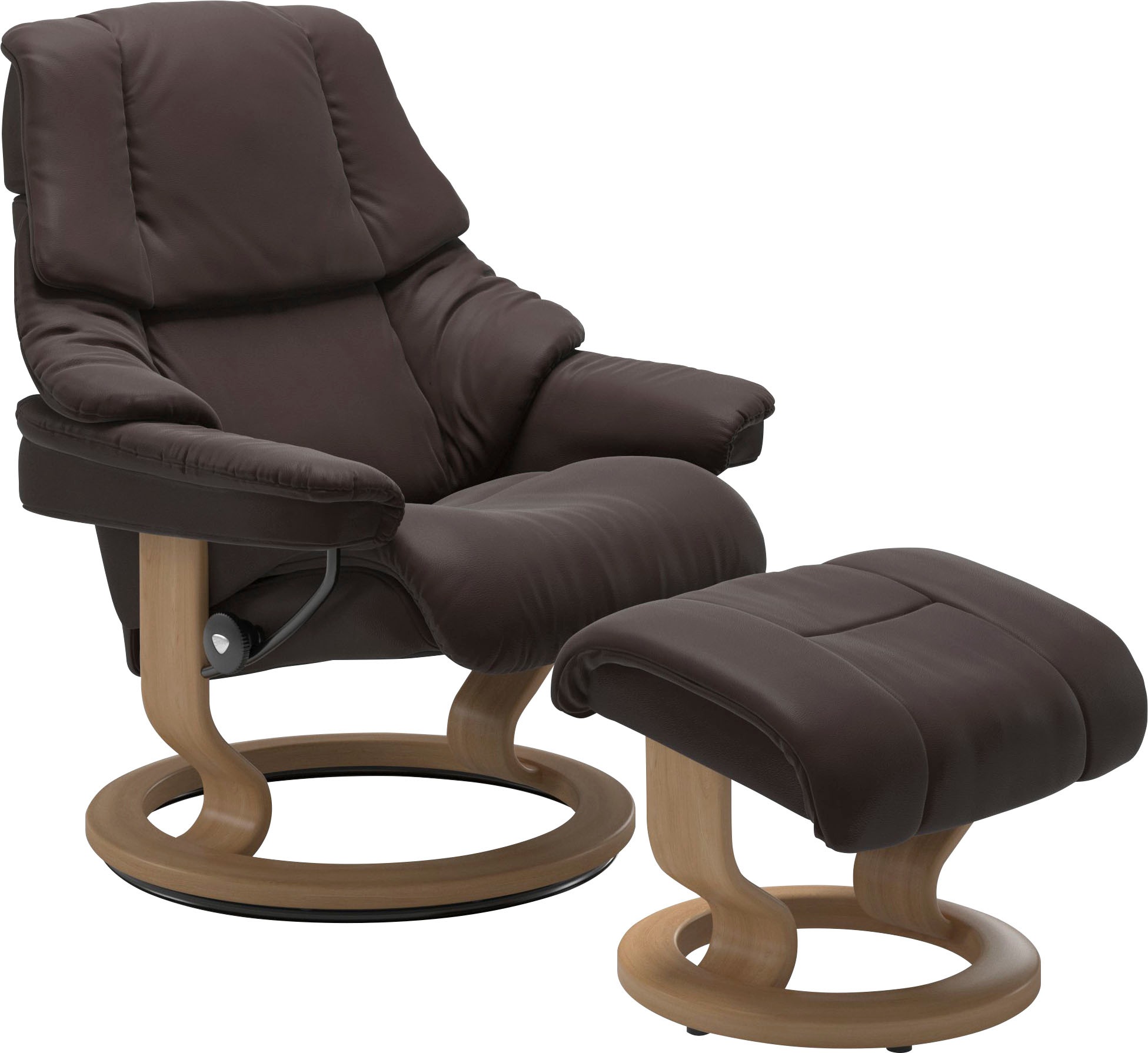 Stressless® Relaxsessel »Reno«, (Set, Relaxsessel mit Hocker), mit Hocker, mit Classic Base, Größe S, M & L, Gestell Eiche
