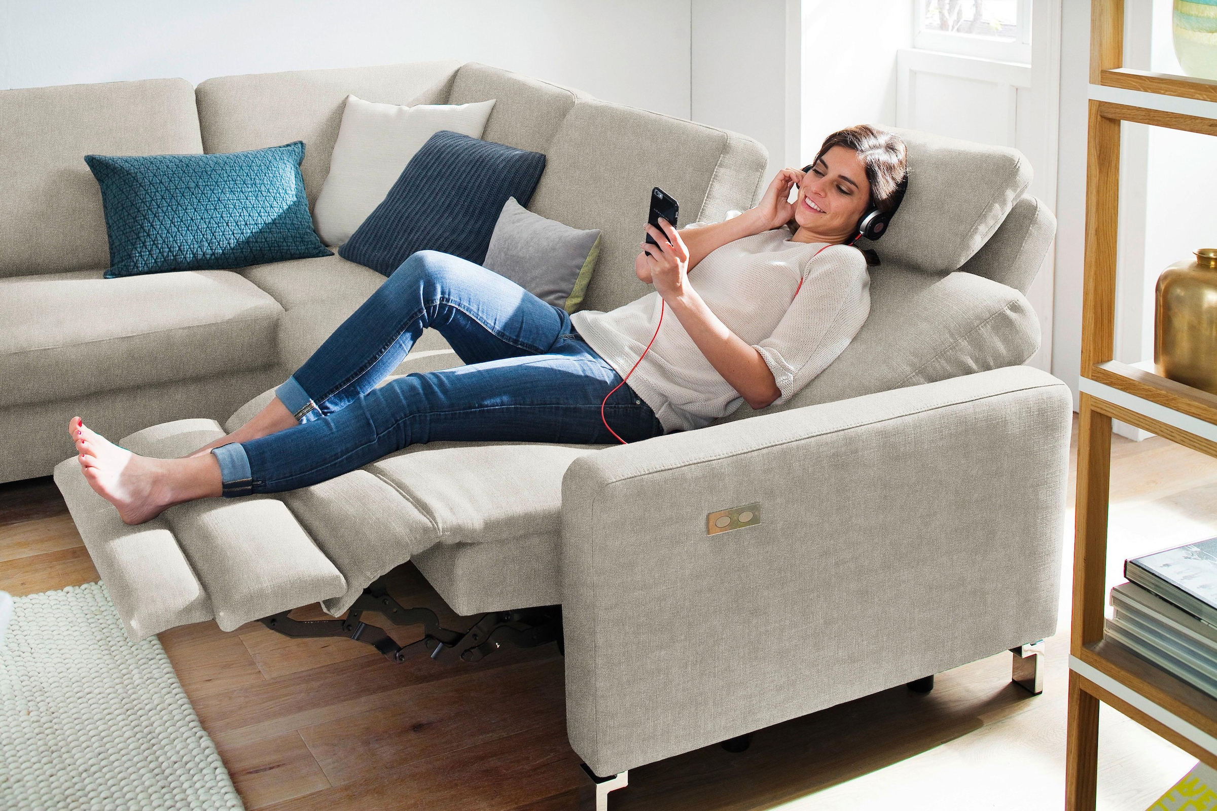 3C Candy Ecksofa »Mainau modern und elegant, mit gutem Sitzkomfort, L-Form«, wahlweise mit elektrischer Relaxfunktion, Federkern